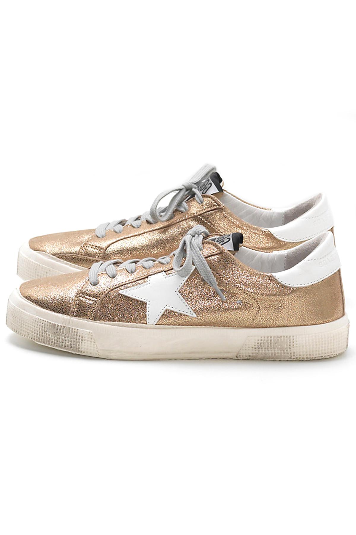 Golden Goose May Cracked Leather Sneakers Gold (Metallic) - Lyst