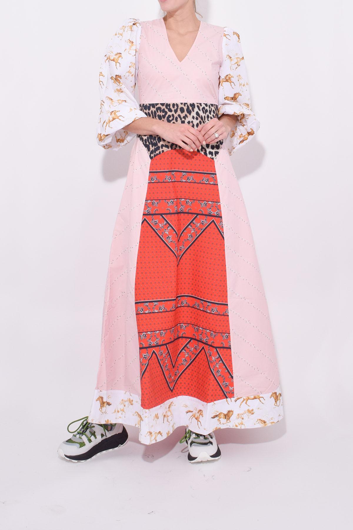 ganni mixed cotton poplin maxi dress