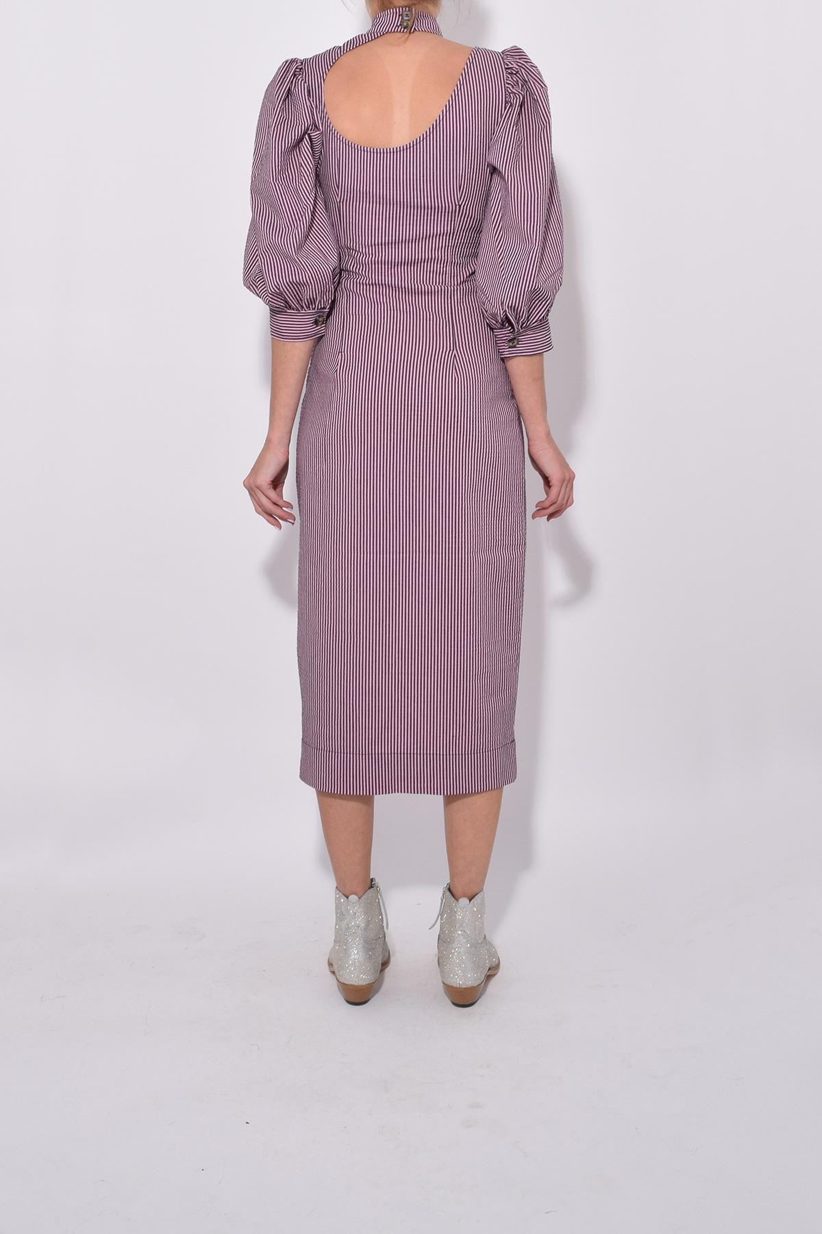 purple seersucker dress