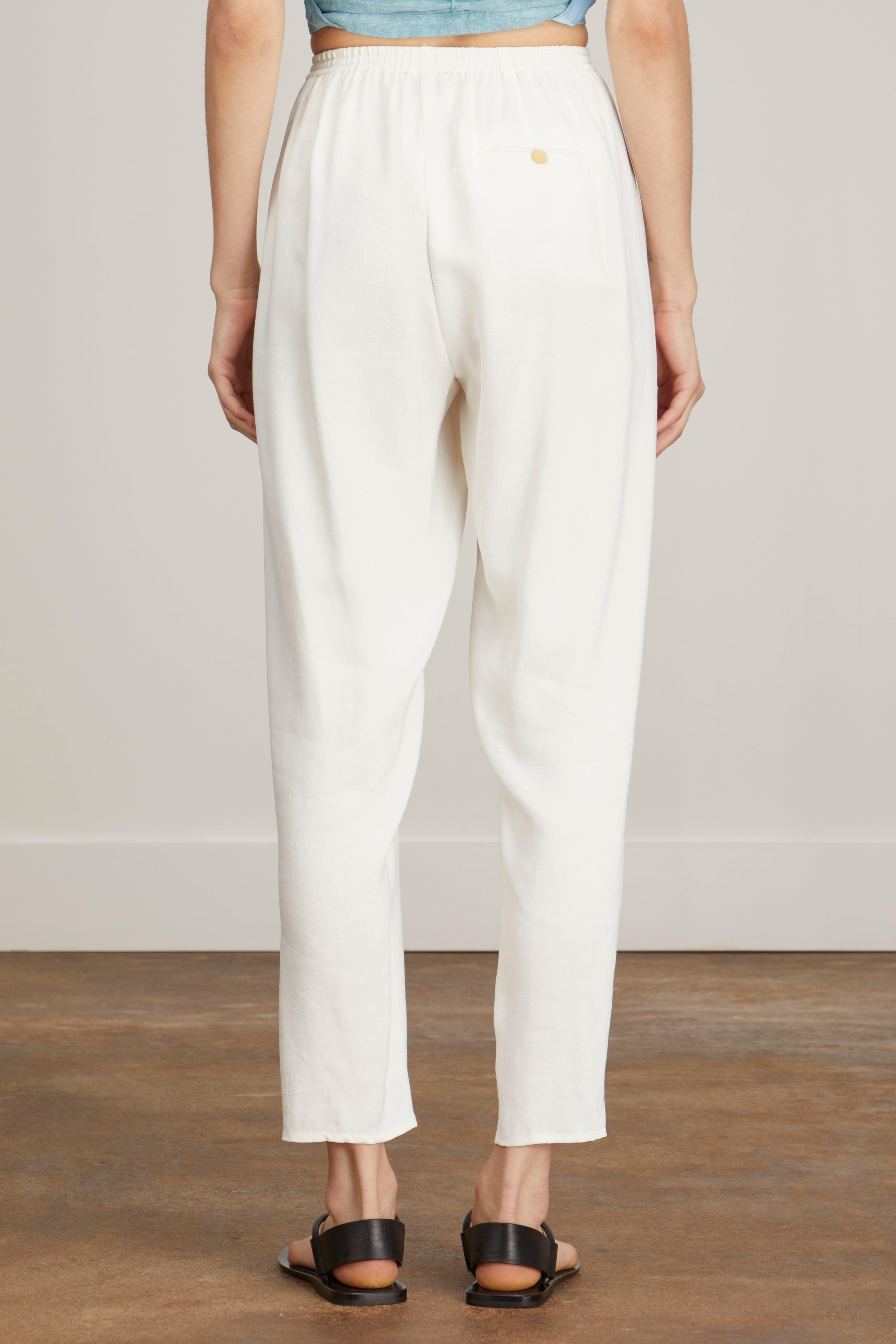 linen and viscose trousers with elasticated waist ivory  CafèNoir