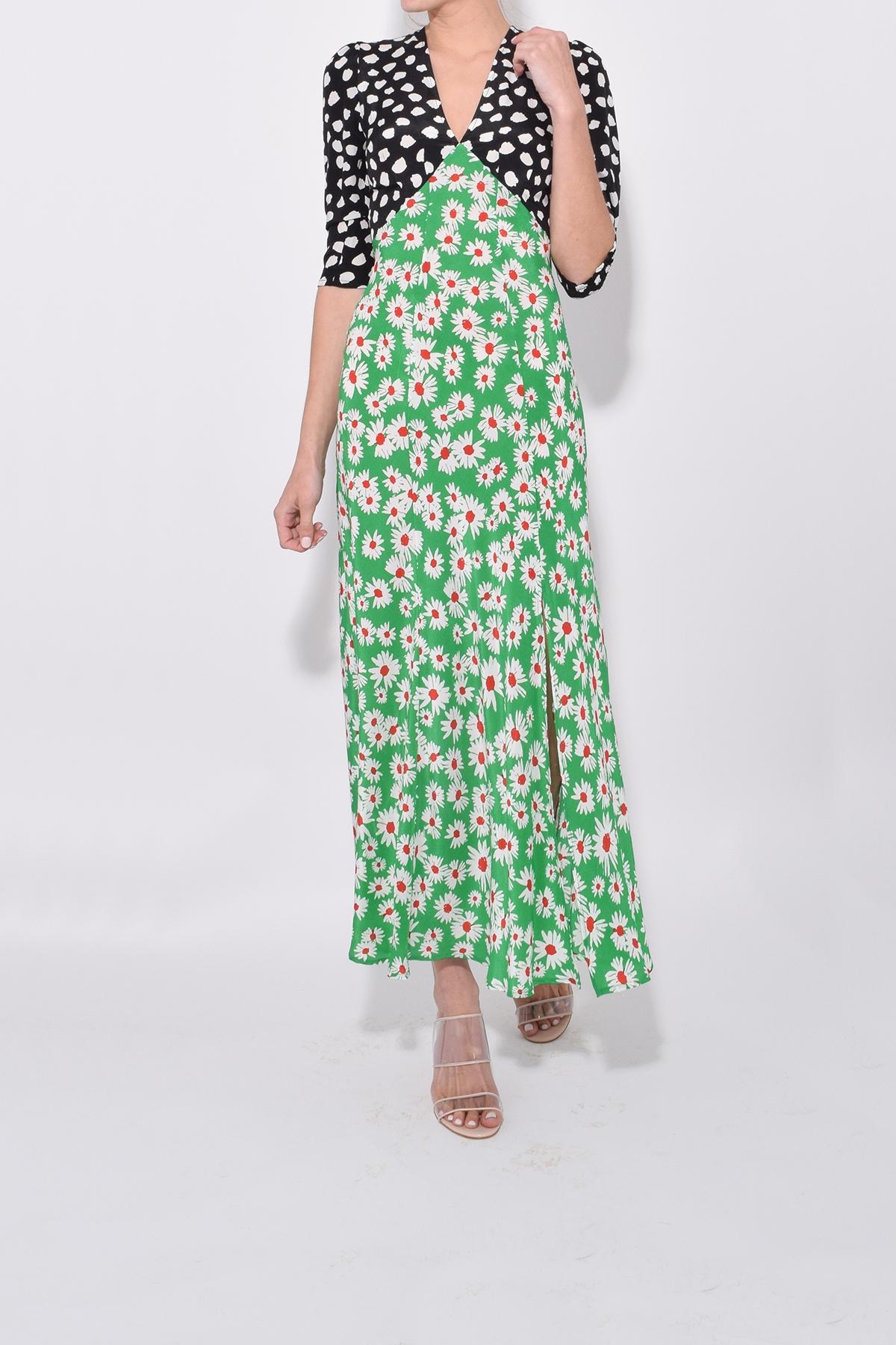 RIXO London Martha Dress In Spot Green Red Daisy Lyst