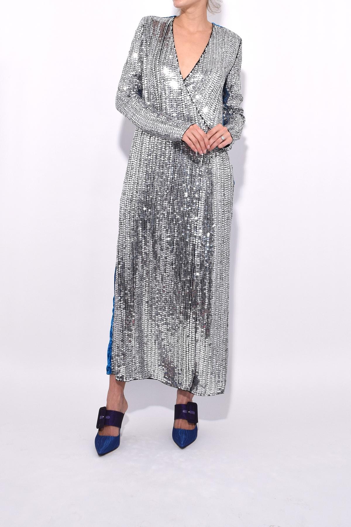 attico silver sequin dress