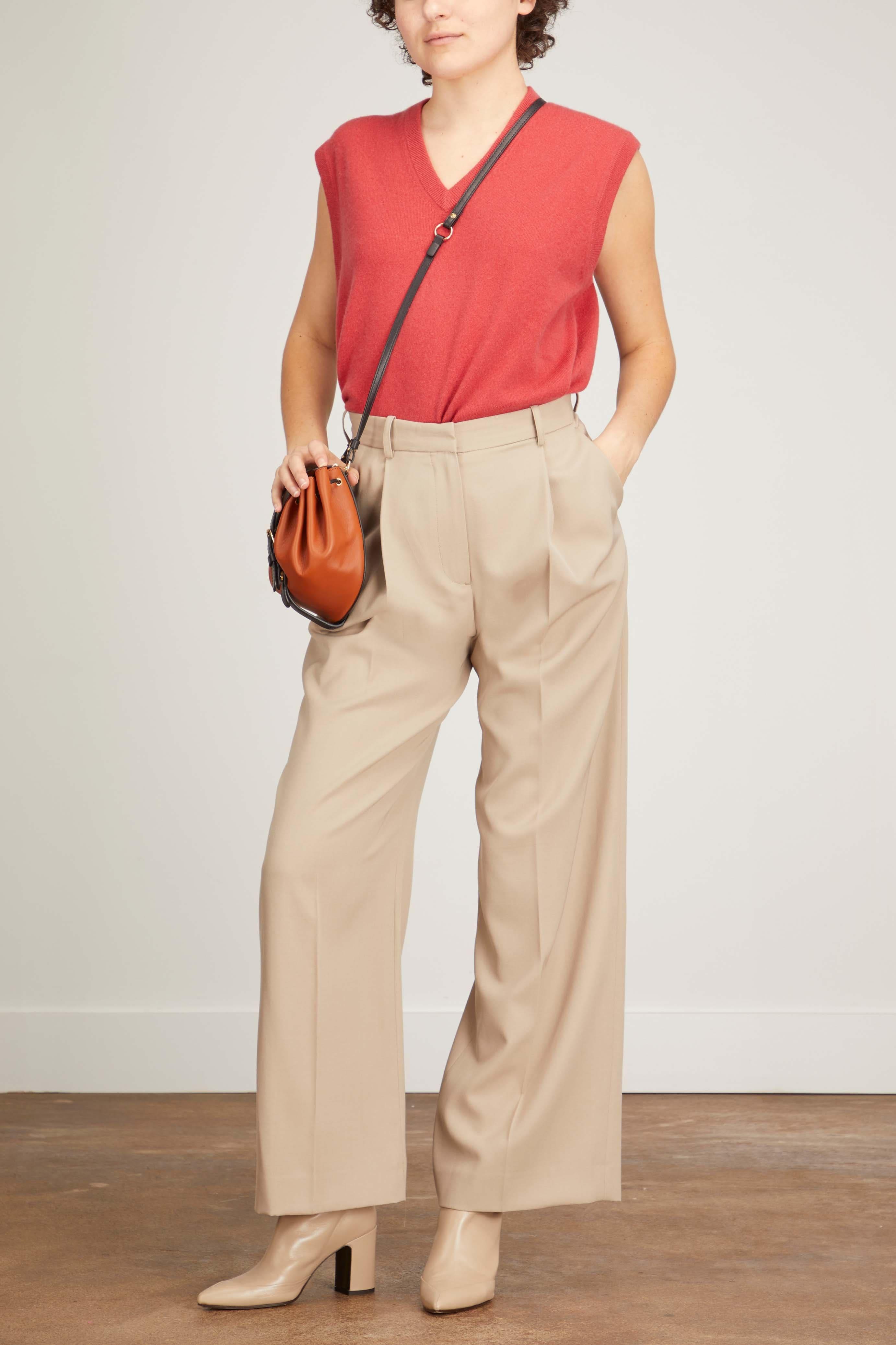 Totême Deep Pleat Straight Trousers in Natural | Lyst