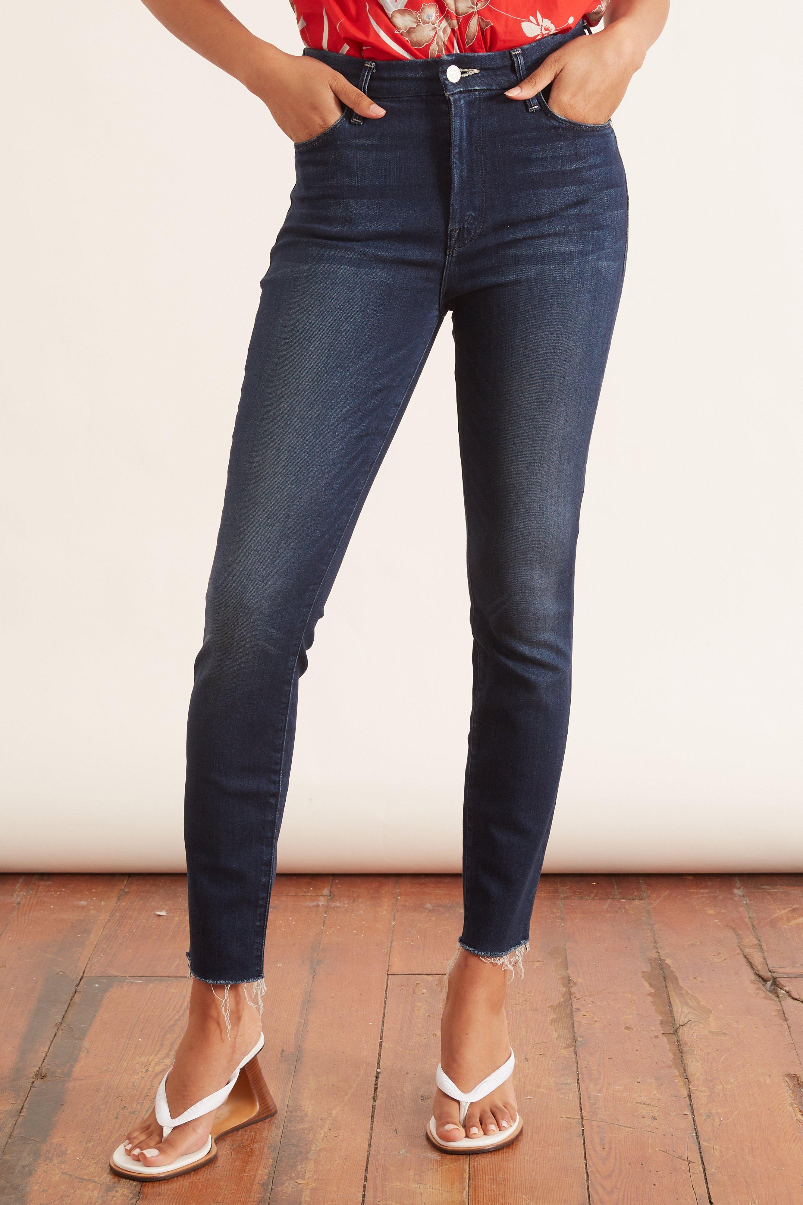 Mother high waisted looker ankle fray tongue in chic Clearance