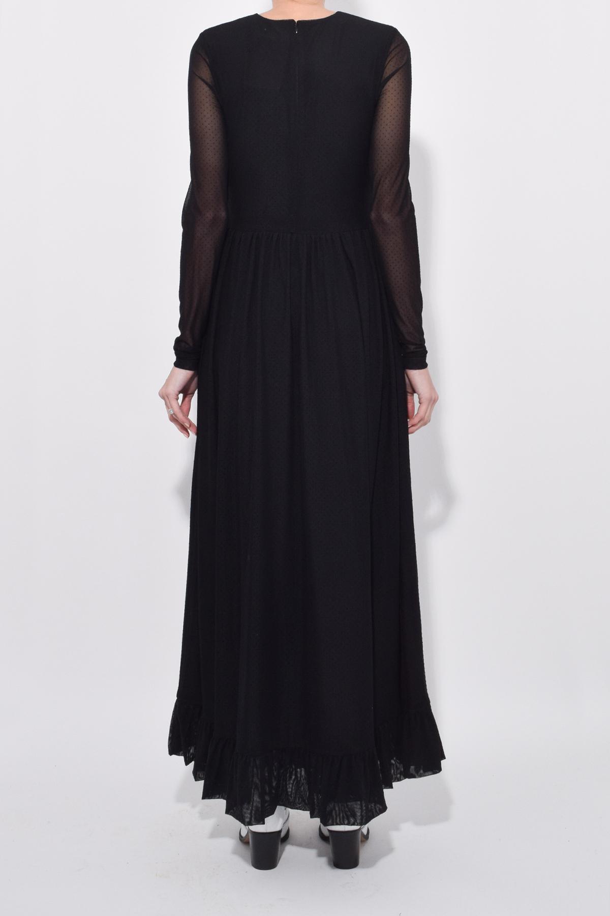 ganni dot mesh maxi dress