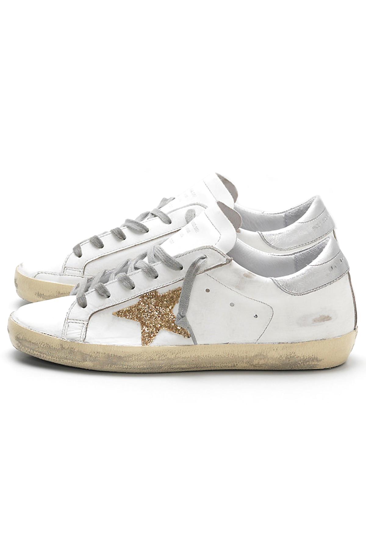 Golden Goose Superstar Sneaker In White Leather/gold Glitter Star for Men |  Lyst