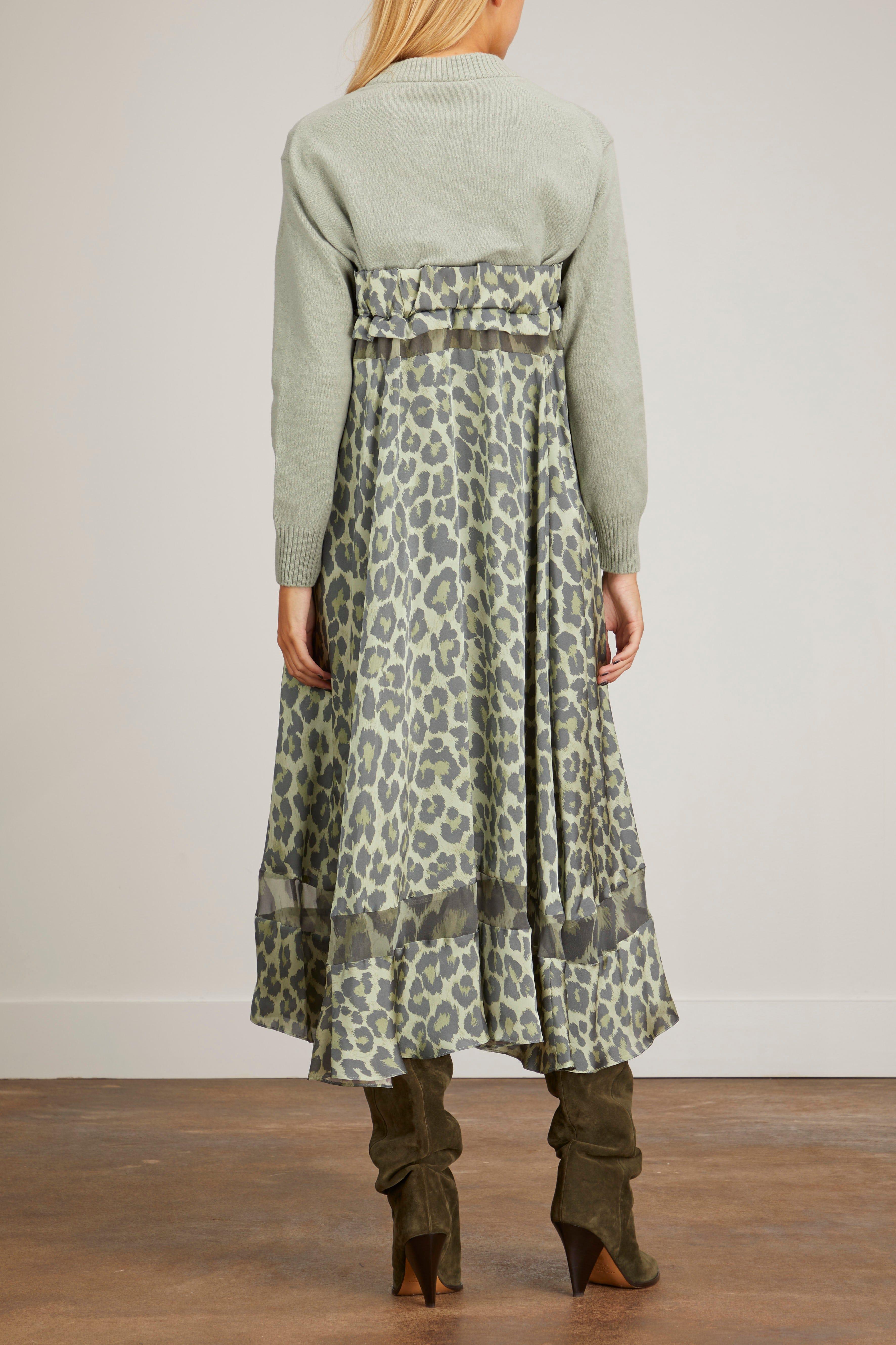Sacai Leopard Print X Knit Dress | Lyst