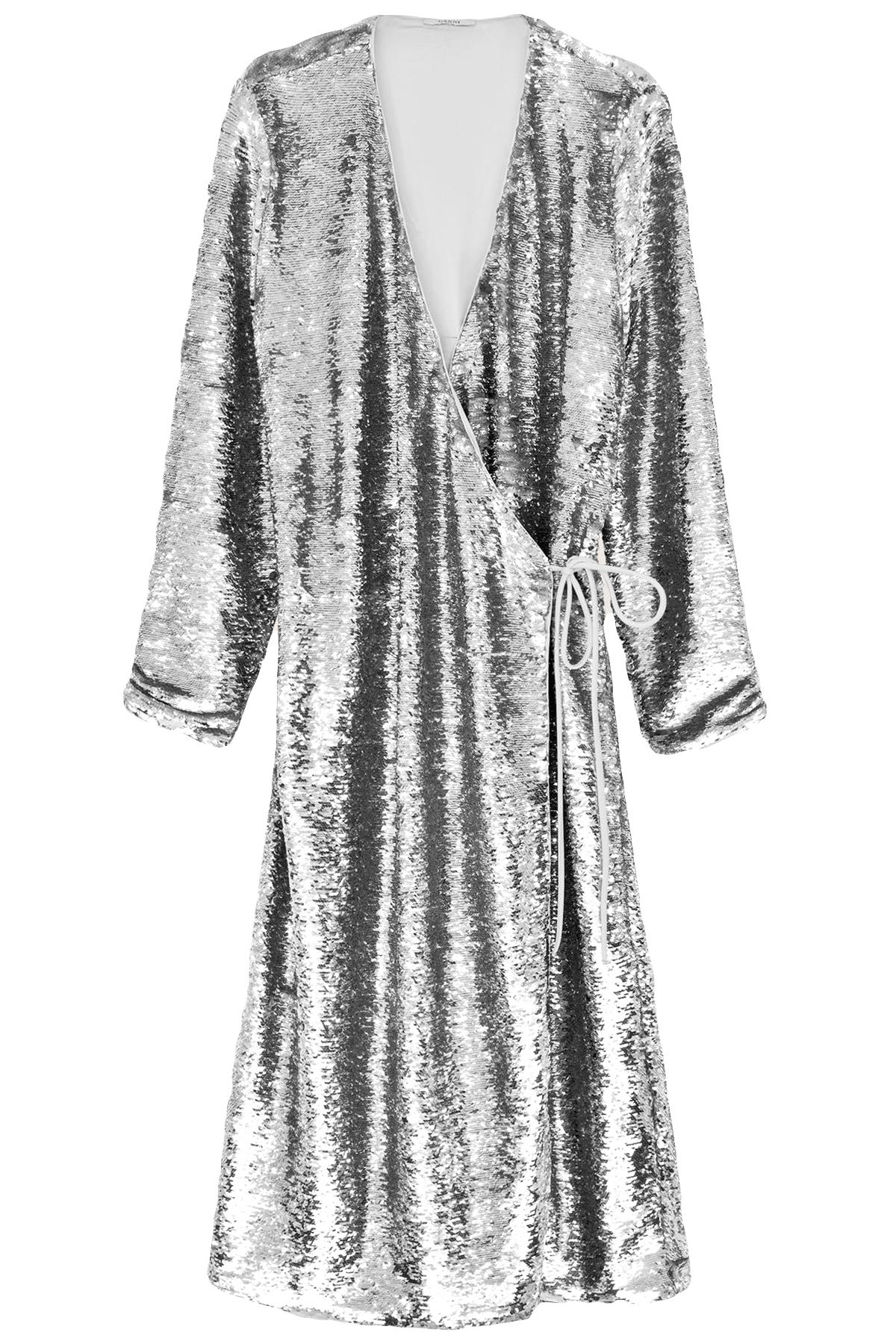 ganni silver sequin dress