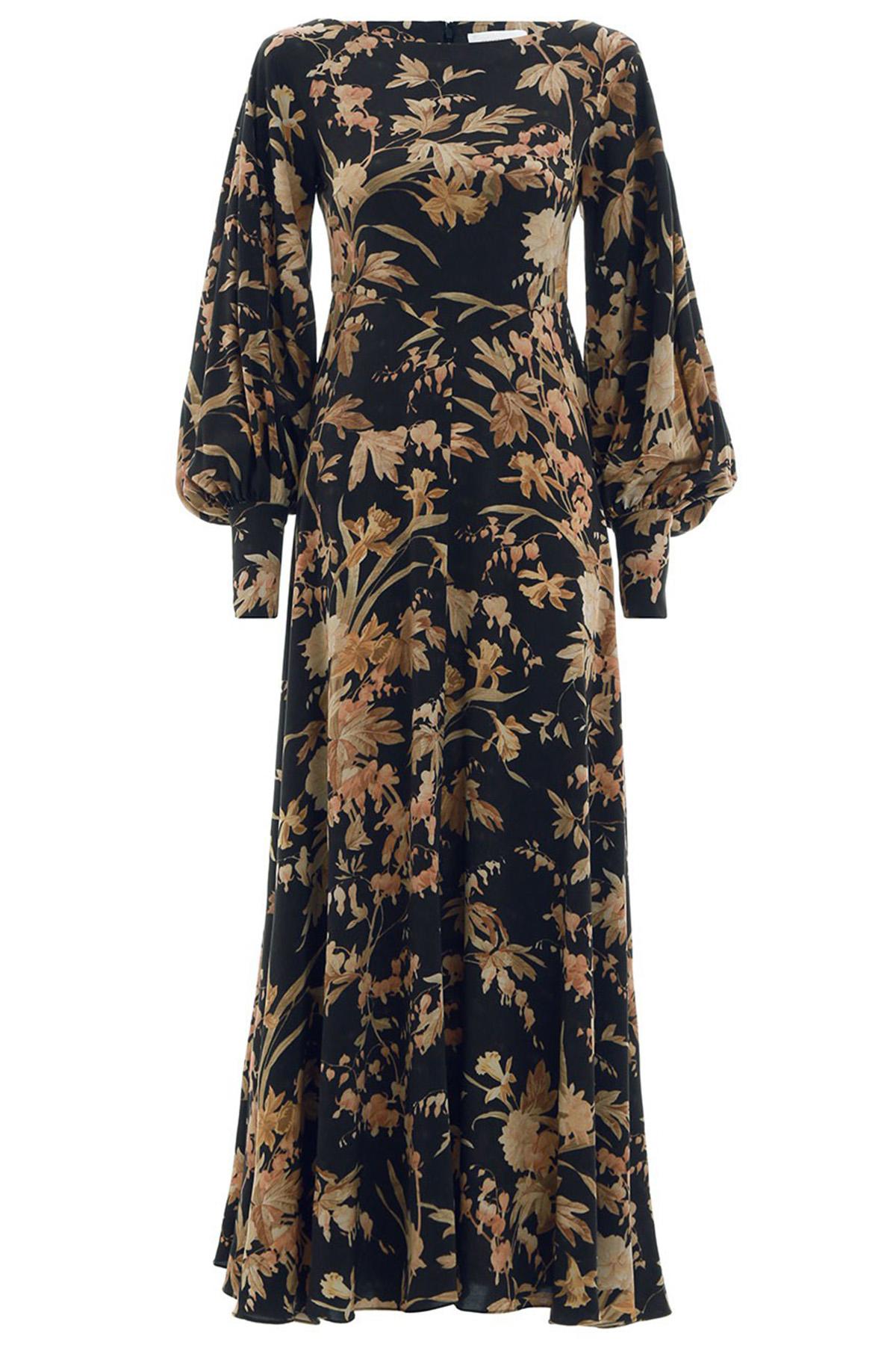 Zimmermann Unbridled Basque Dress In Black Jonquil Floral | Lyst