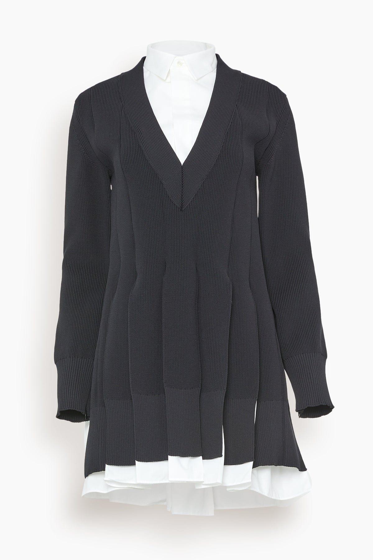 Sacai Knit Cotton Poplin Dress in Black | Lyst