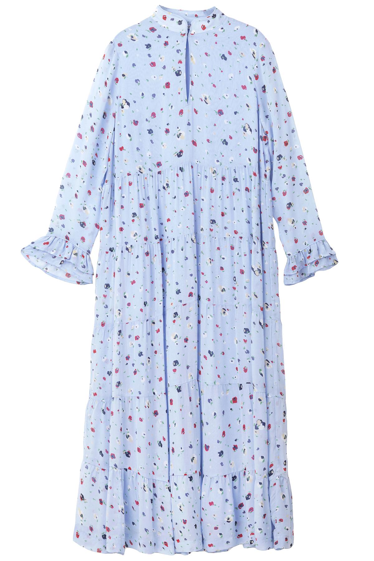 ganni dainty georgette dress blue