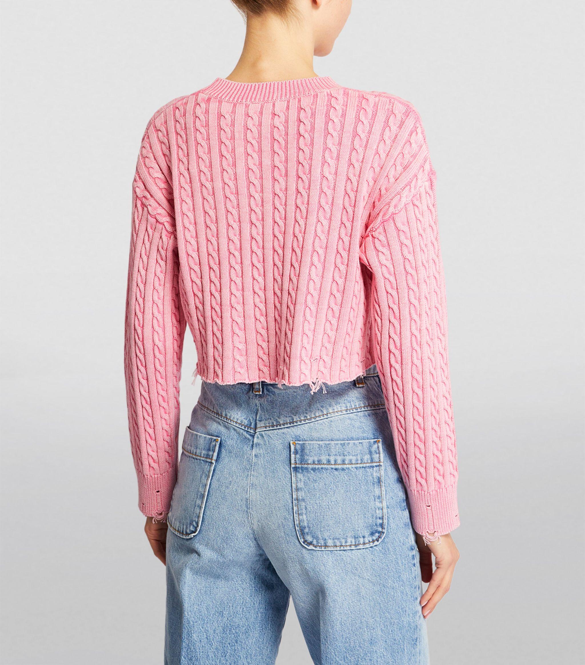 Sandro Cropped Smiley Sweater in Pink | Lyst
