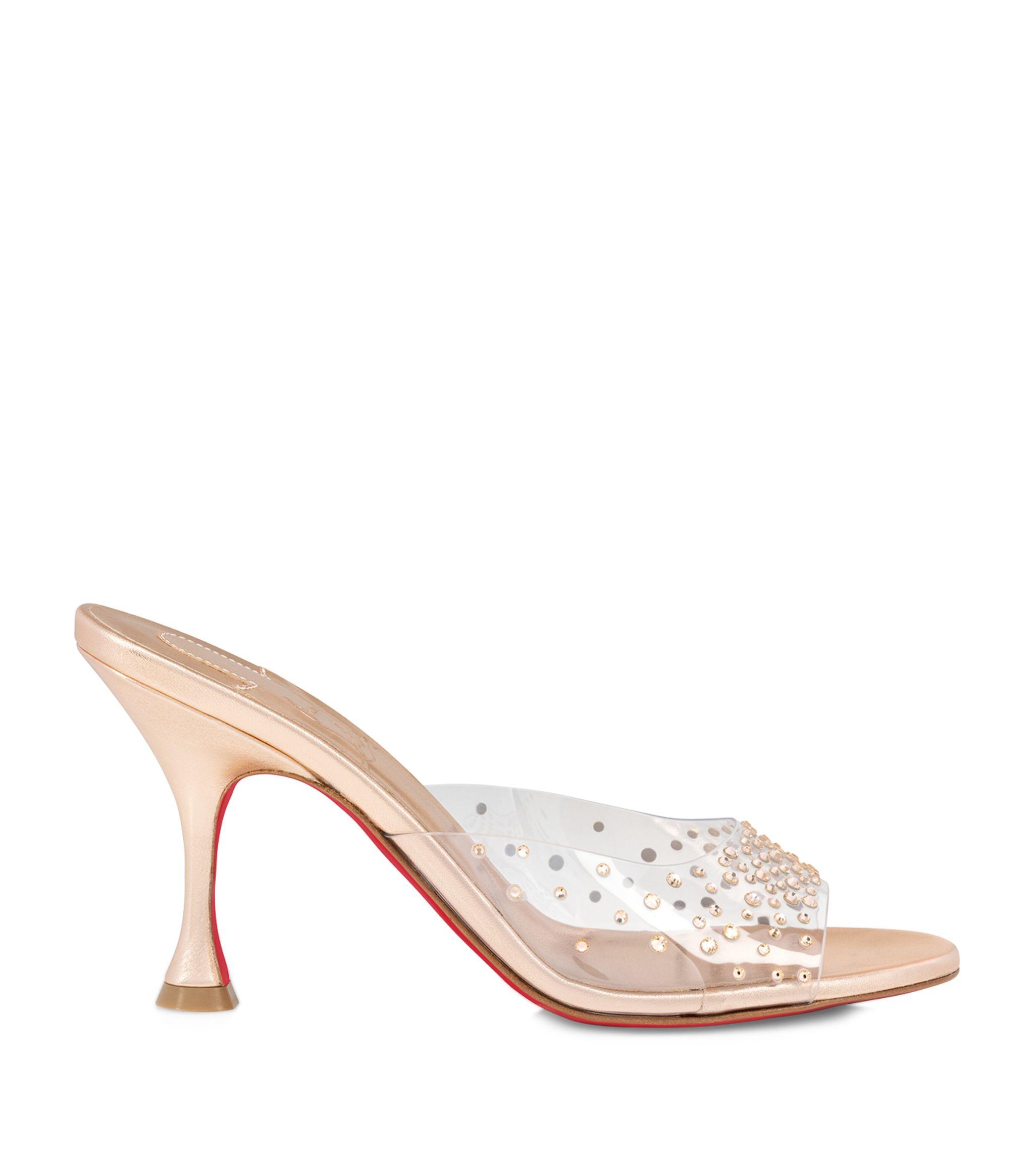 Christian Louboutin Degramule Strass Mules 85 in Natural | Lyst