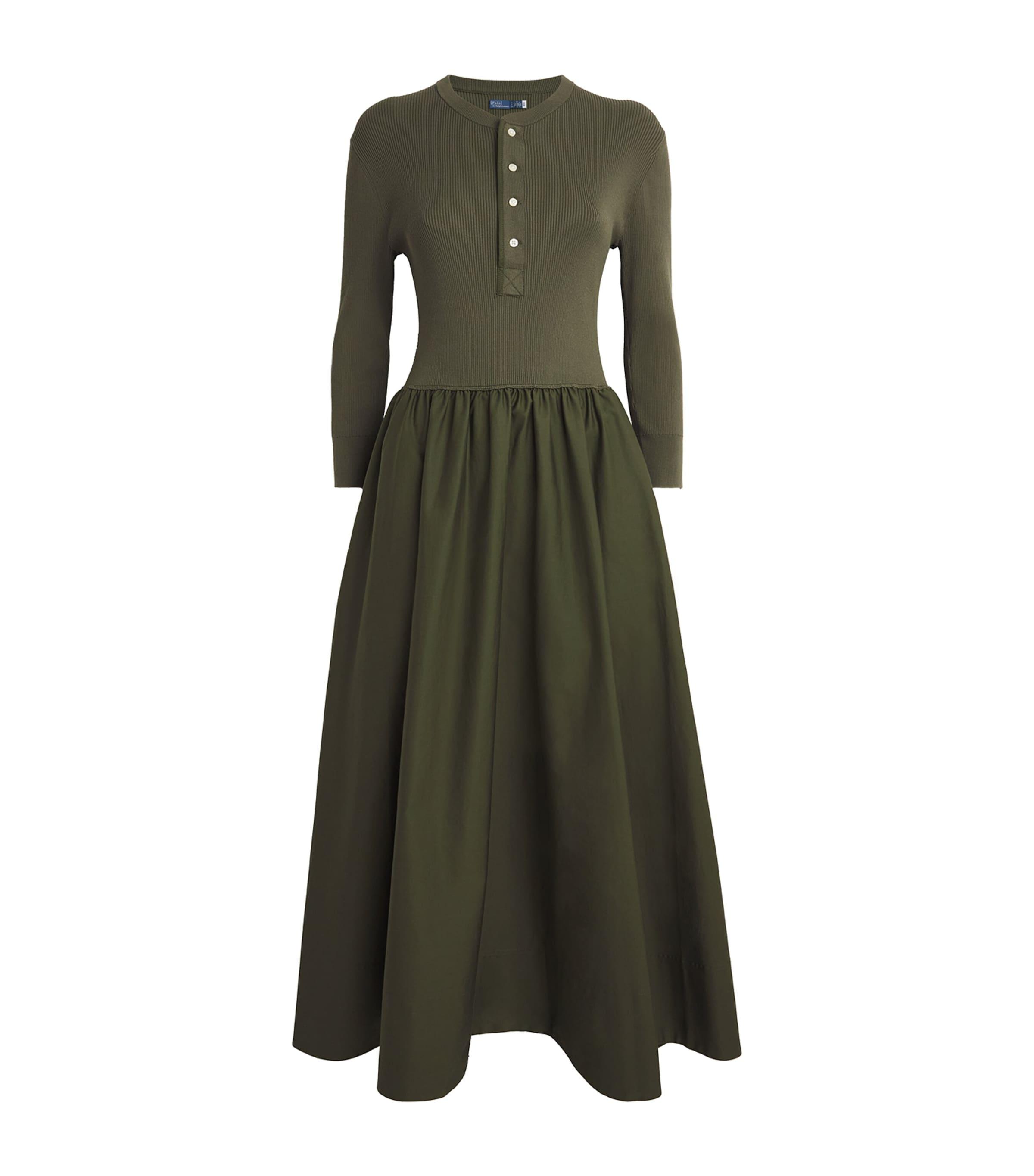 【Polo Ralph Lauren】Henley Mixed Media Dress ヘンリードレス Polo Ralph Lauren Henley Long Sleeve Mixed Media Maxi Dress