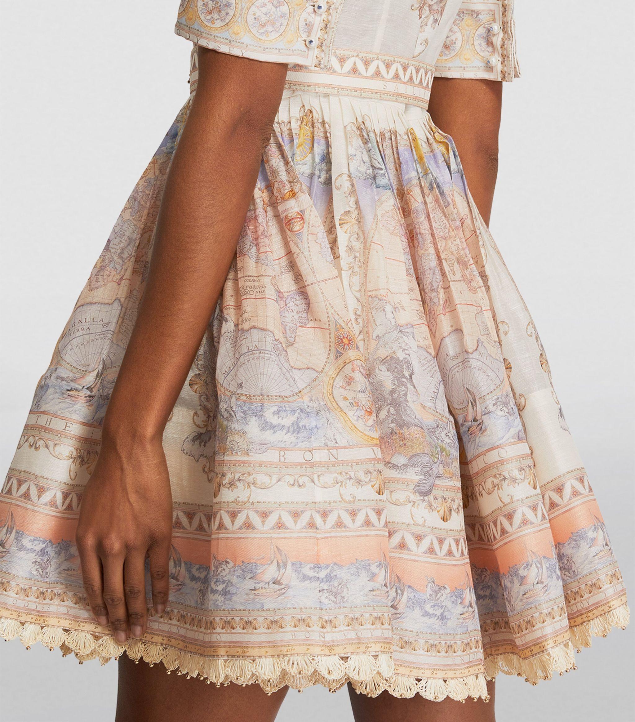 ジマーマン　HIGH TIDE MINI DRESS シルクドレス ワンピース Zimmermann High Tide Mini Shirt Dress in Blue Sailboats | FWRD