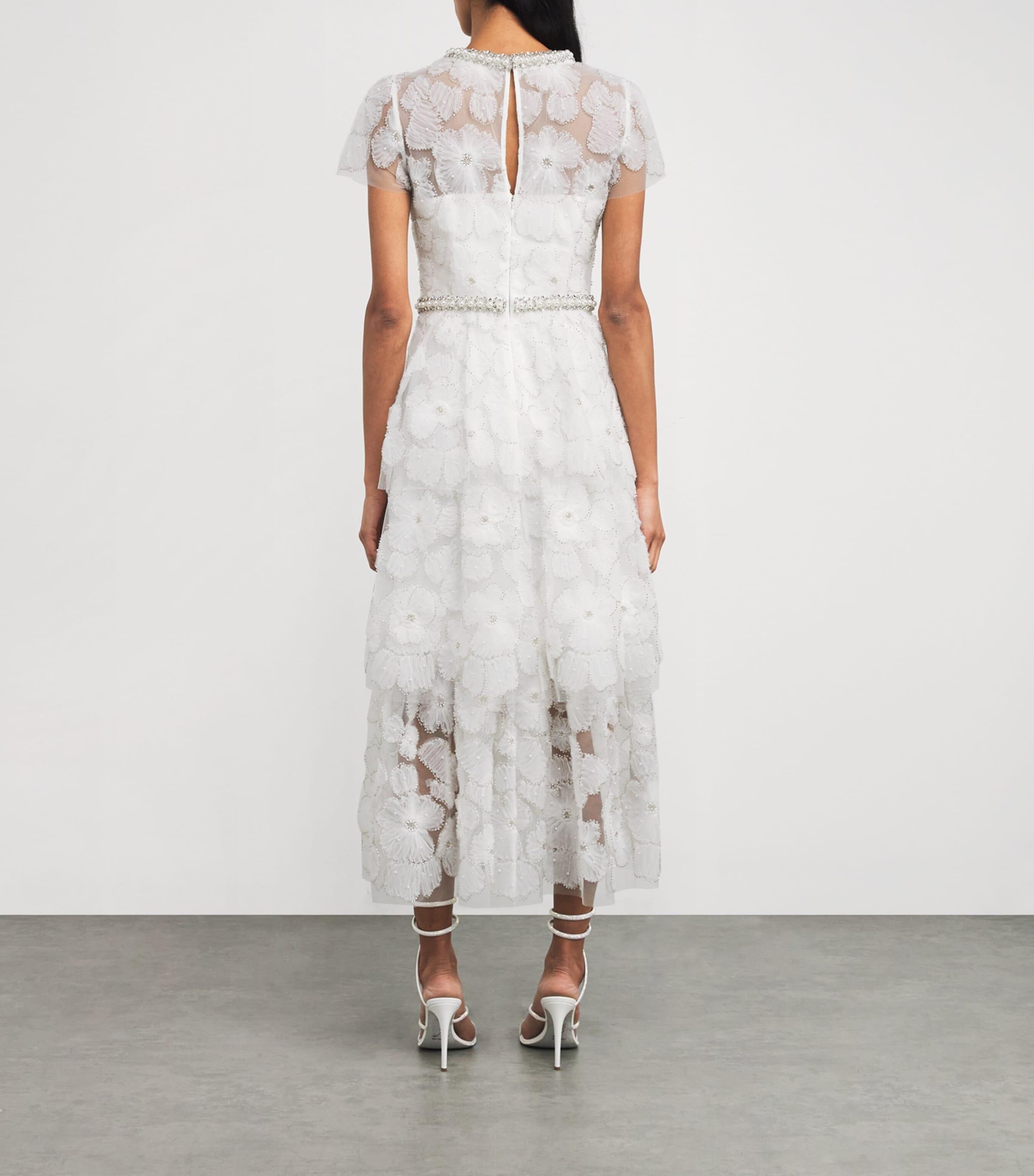 Designer Self Portrait Tiered Midi Dresses for Women - Up to