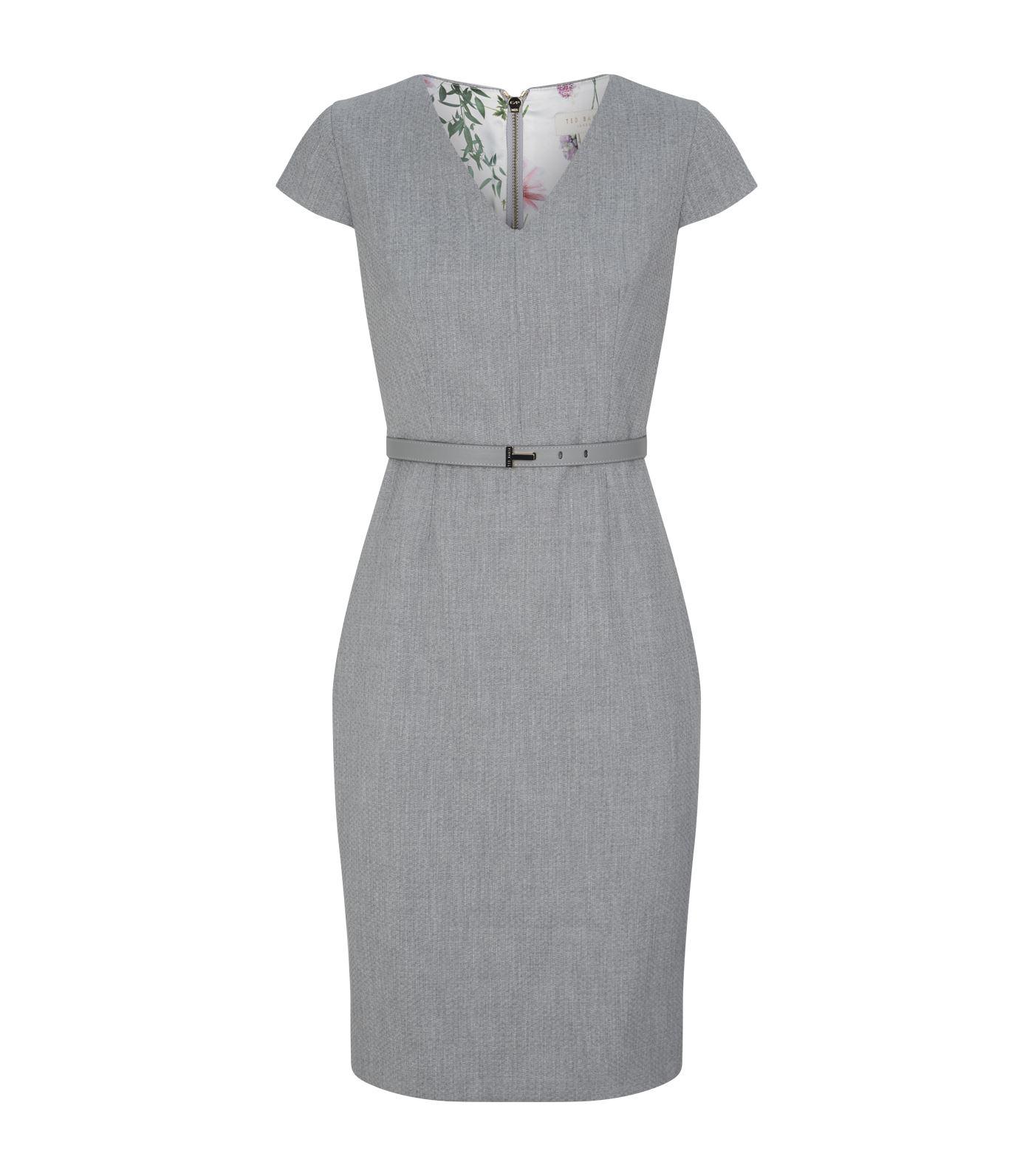 Ted Baker Michahd Textured Dress in Gray | Lyst