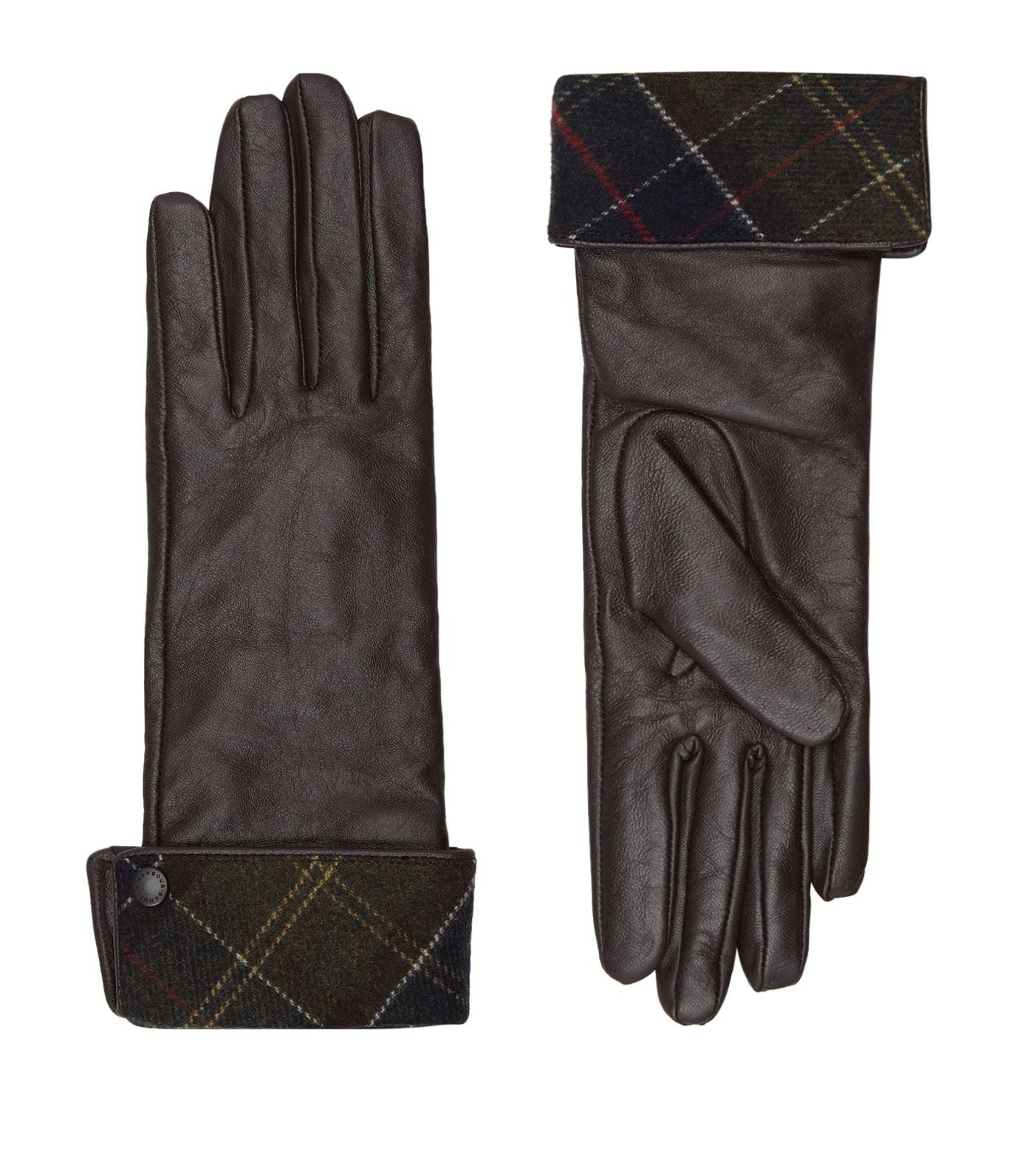 Barbour Lady Jane Leather Gloves in Black Lyst