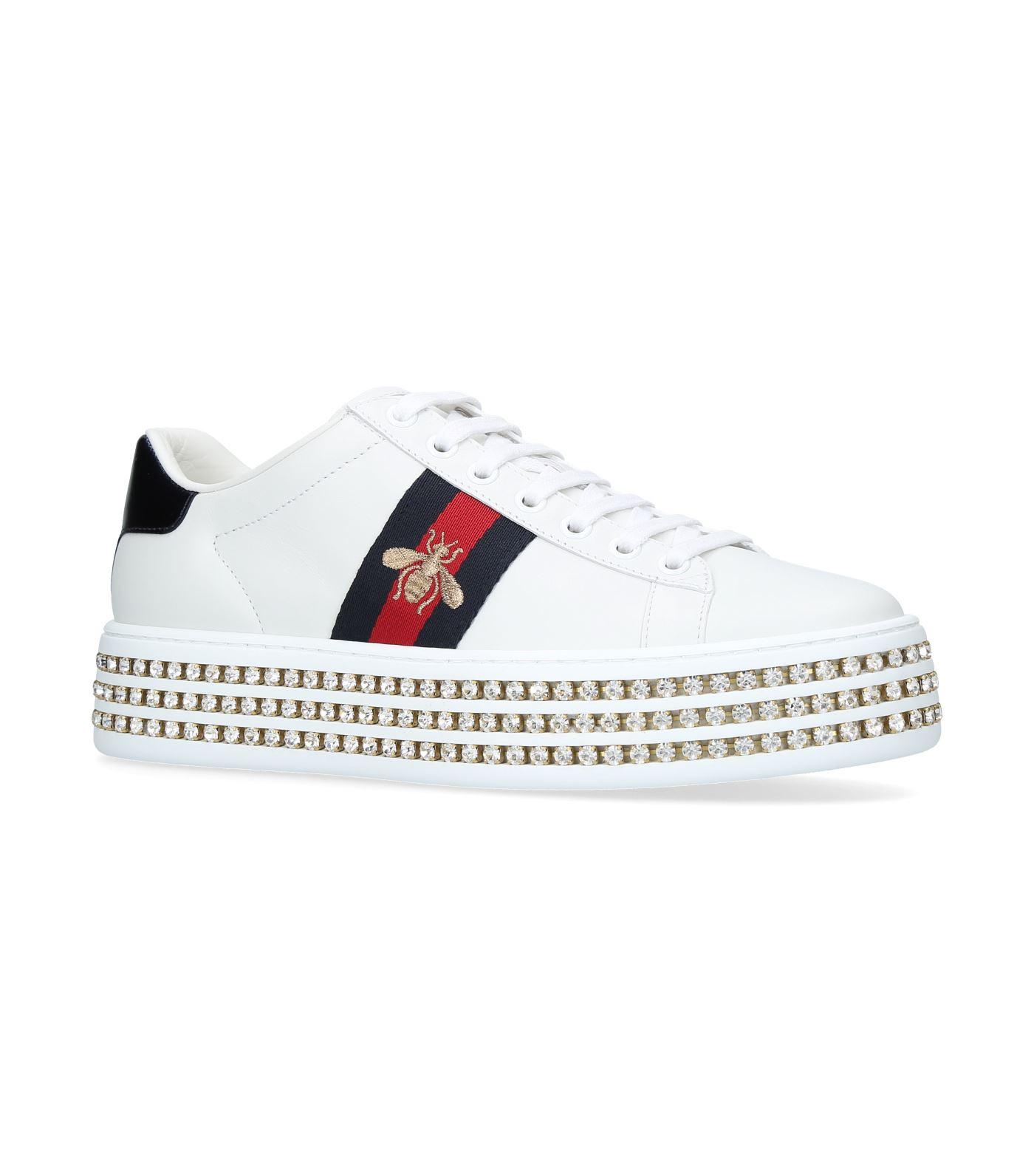 gucci ace embellished leather sneakers