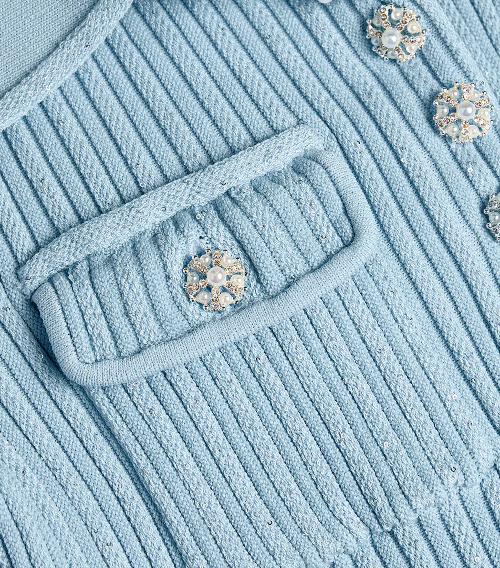 Self-Portrait Knitted Sequin-embellished Mini Dress in Blue | Lyst Self-Portrait Knitted Sequin-embellished Mini Dress in Blue | Lyst
