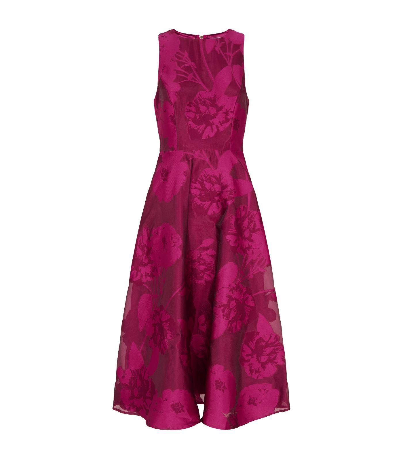 Ted Baker Wylieh Floral Jacquard Midi Dress in Pink | Lyst
