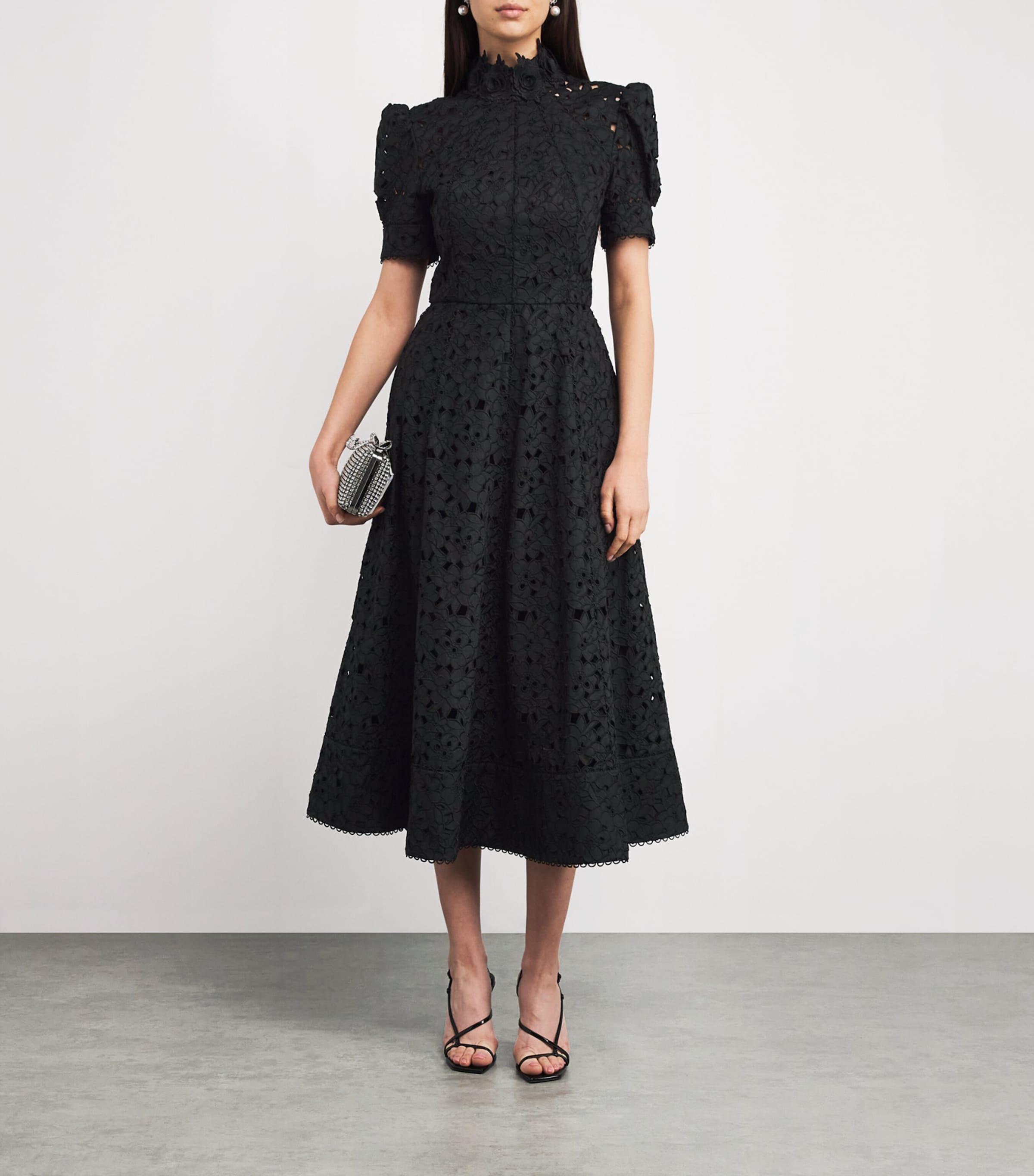 ■REBECCA VALLANCE■Kitsu broderie anglaise ミディドレス Kitsu broderie anglaise midi dress in black - Rebecca