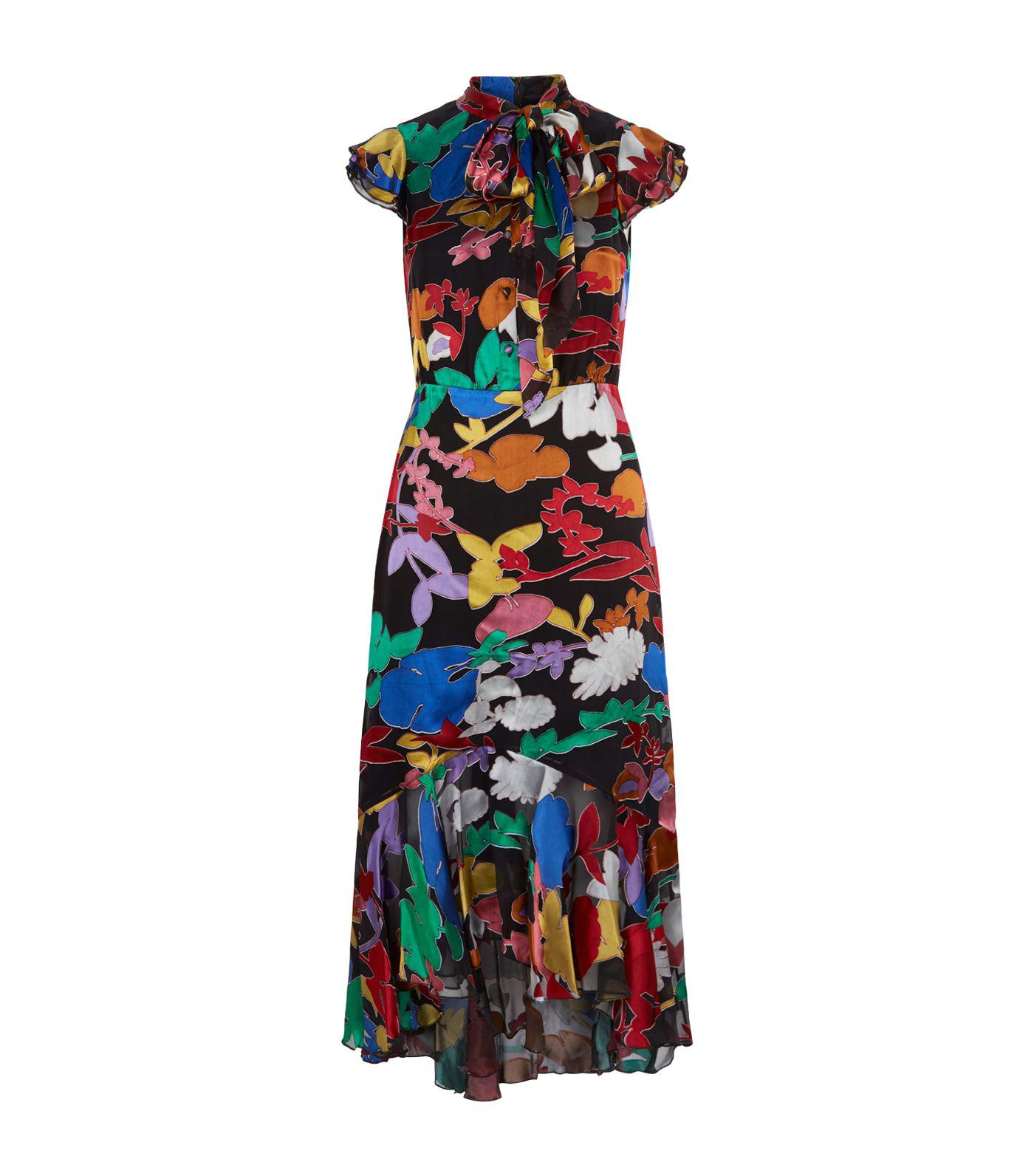 greta ruffle hem midi dress