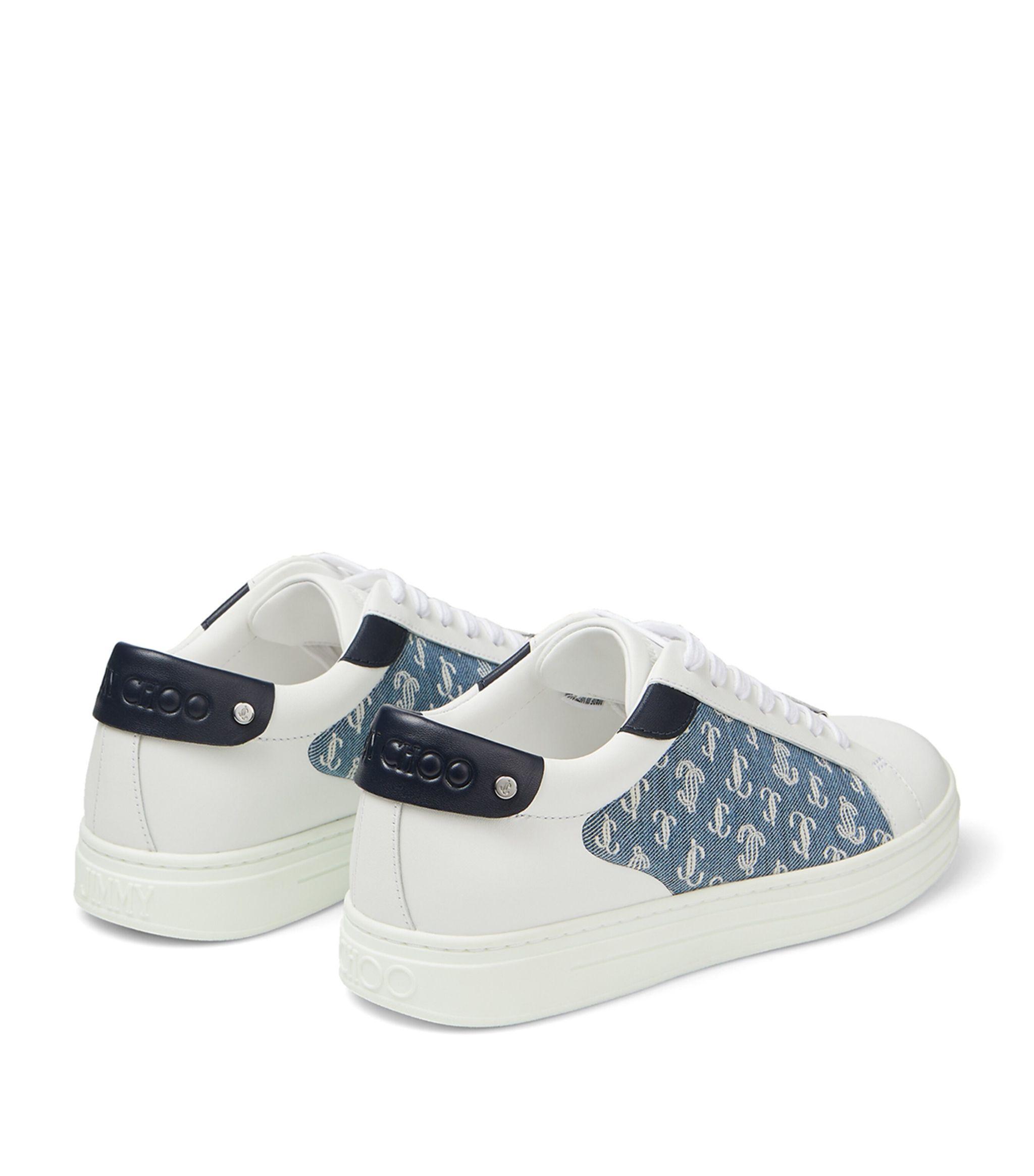 Jimmy Choo Leather Monogram Rome Sneakers in Blue | Lyst