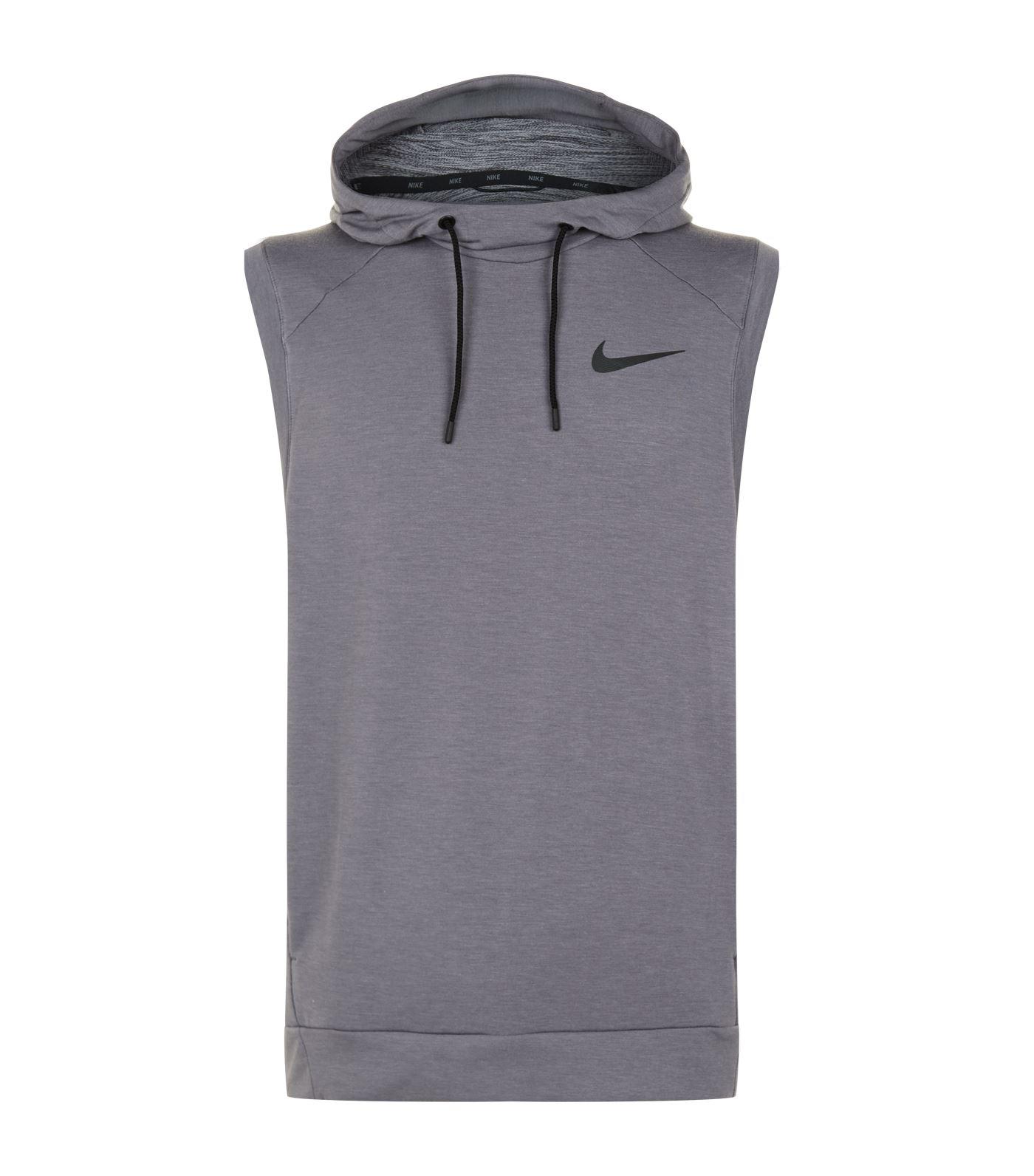 Nike Dri-fit Sleeveless Hoodie in Grey for Men | Lyst UK