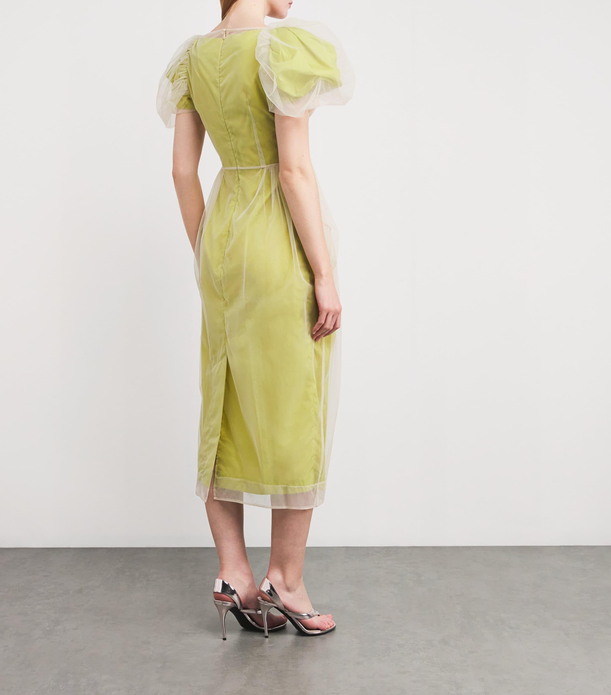 Simone Rocha Layered Carnation Balconette Midi Dress in Yellow | Lyst