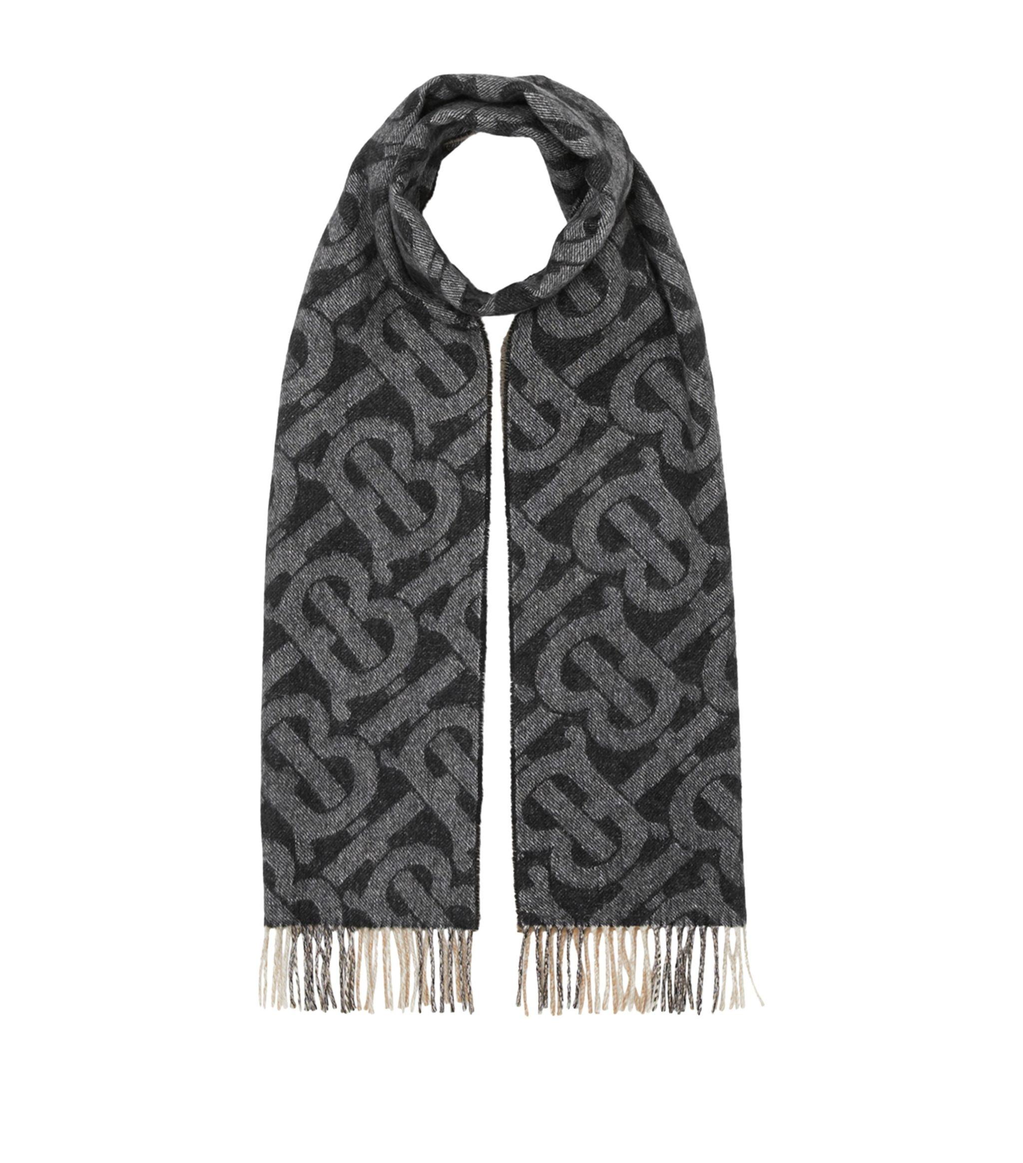 Burberry Reversible Check And Monogram Cashmere Scarf in Black - Lyst
