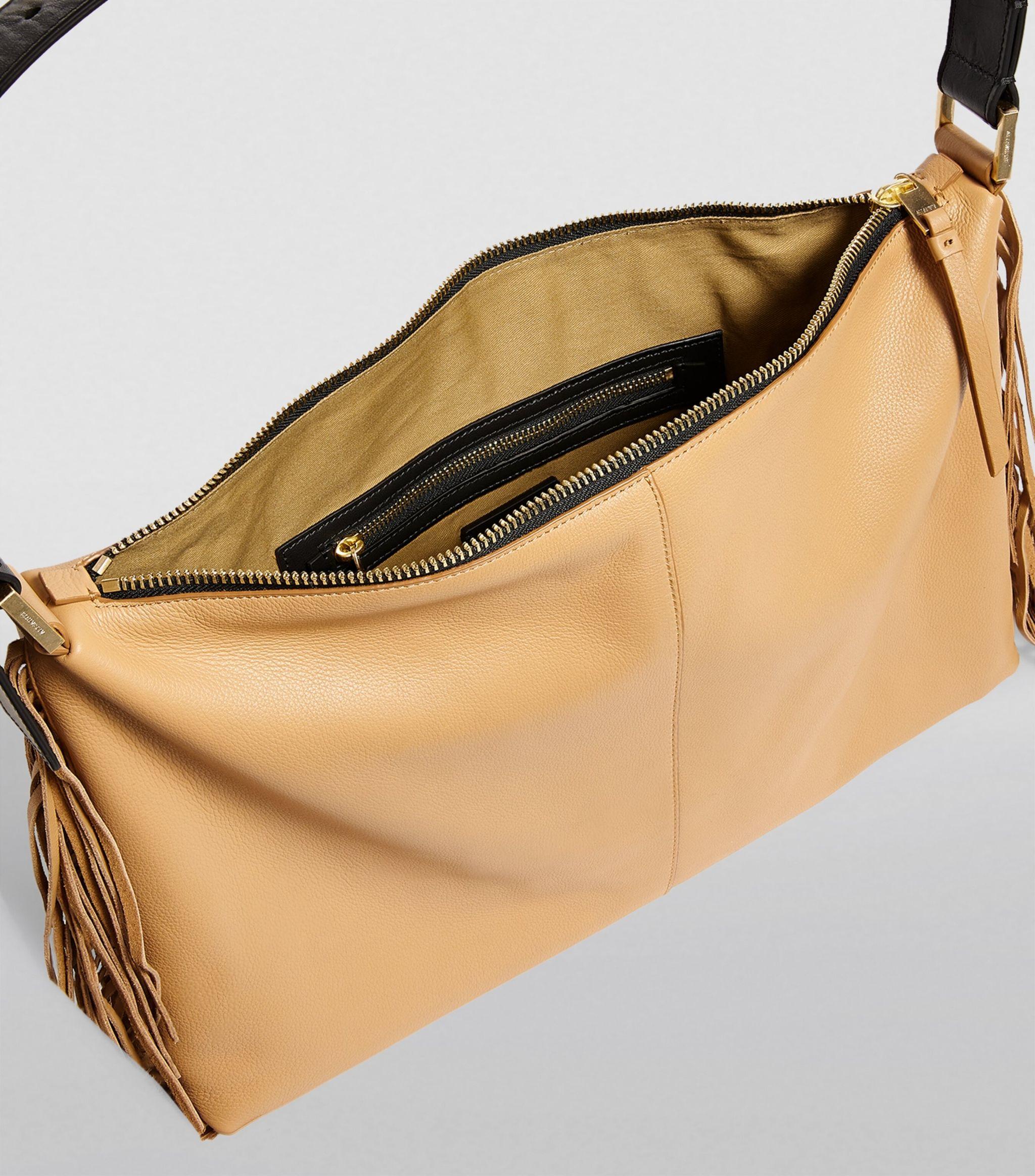 AllSaints Women's Brown Leather Edbury Fringe Shoulder Bag