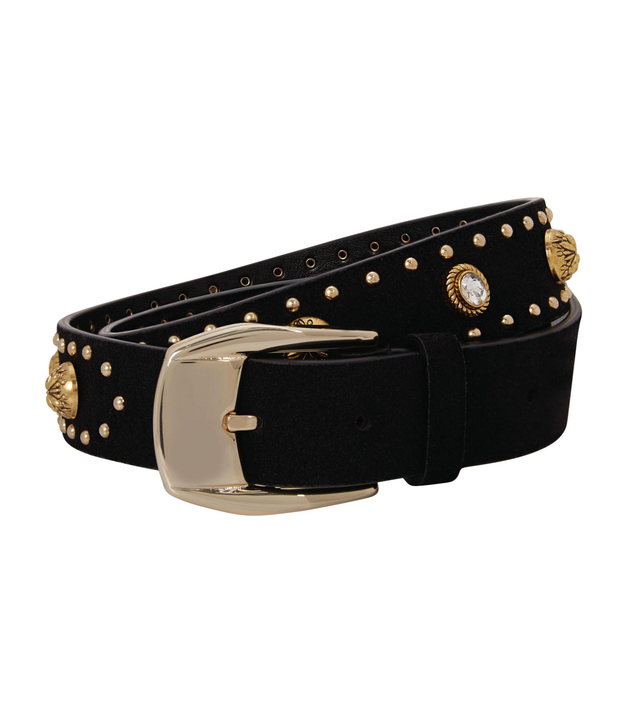Sandro Crystalembellished Leather Belt in Black Save 3 Lyst