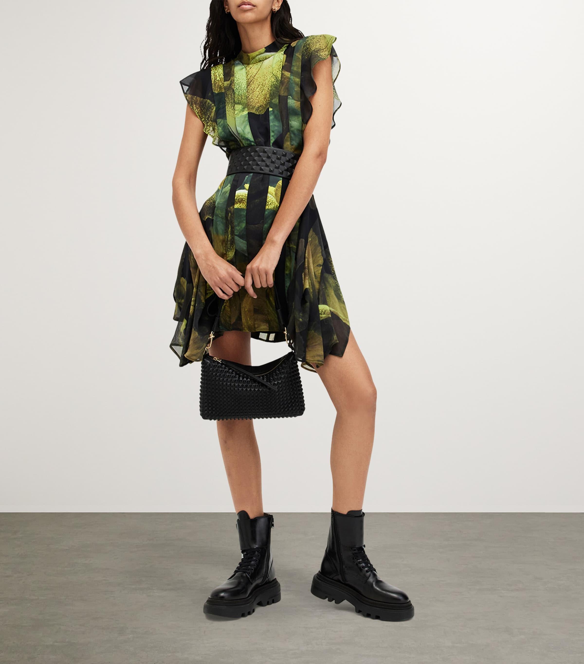AllSaints Printed Fleur Mini Dress in Green | Lyst