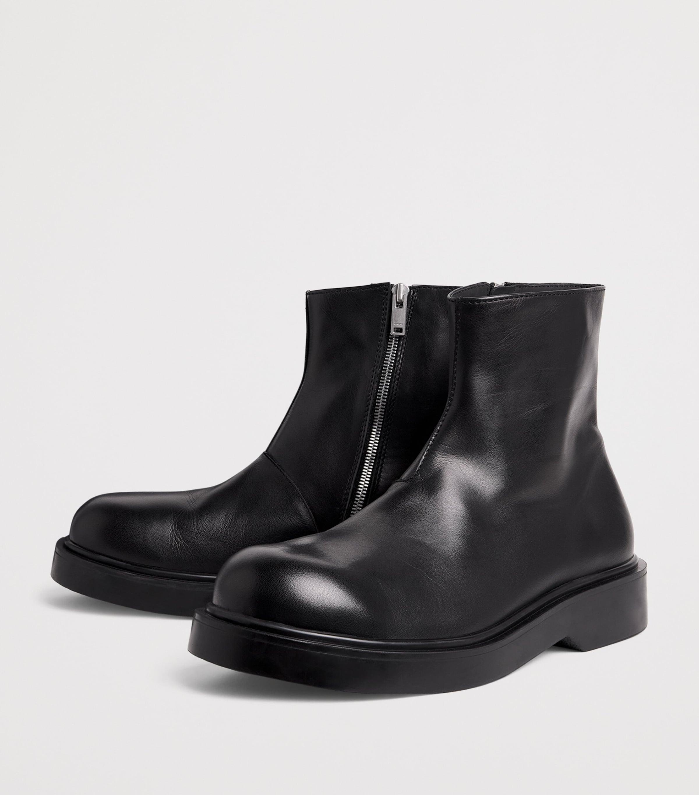 Sandro Leather Zipper Boots in Black for Men | Lyst