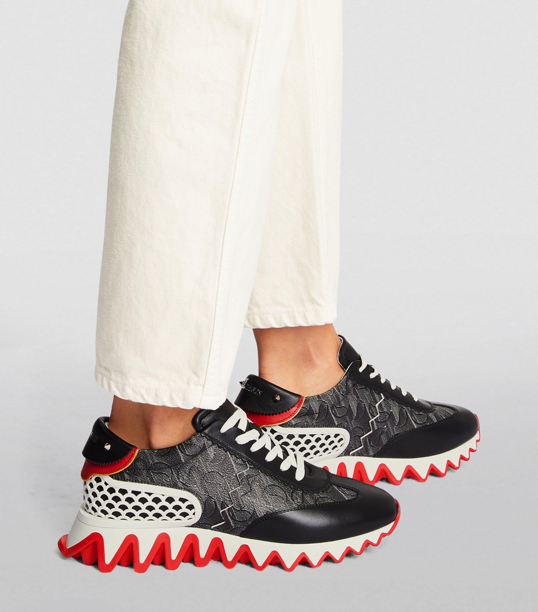 Christian Louboutin Loubishark Leather Monogram Sneakers in Black | Lyst