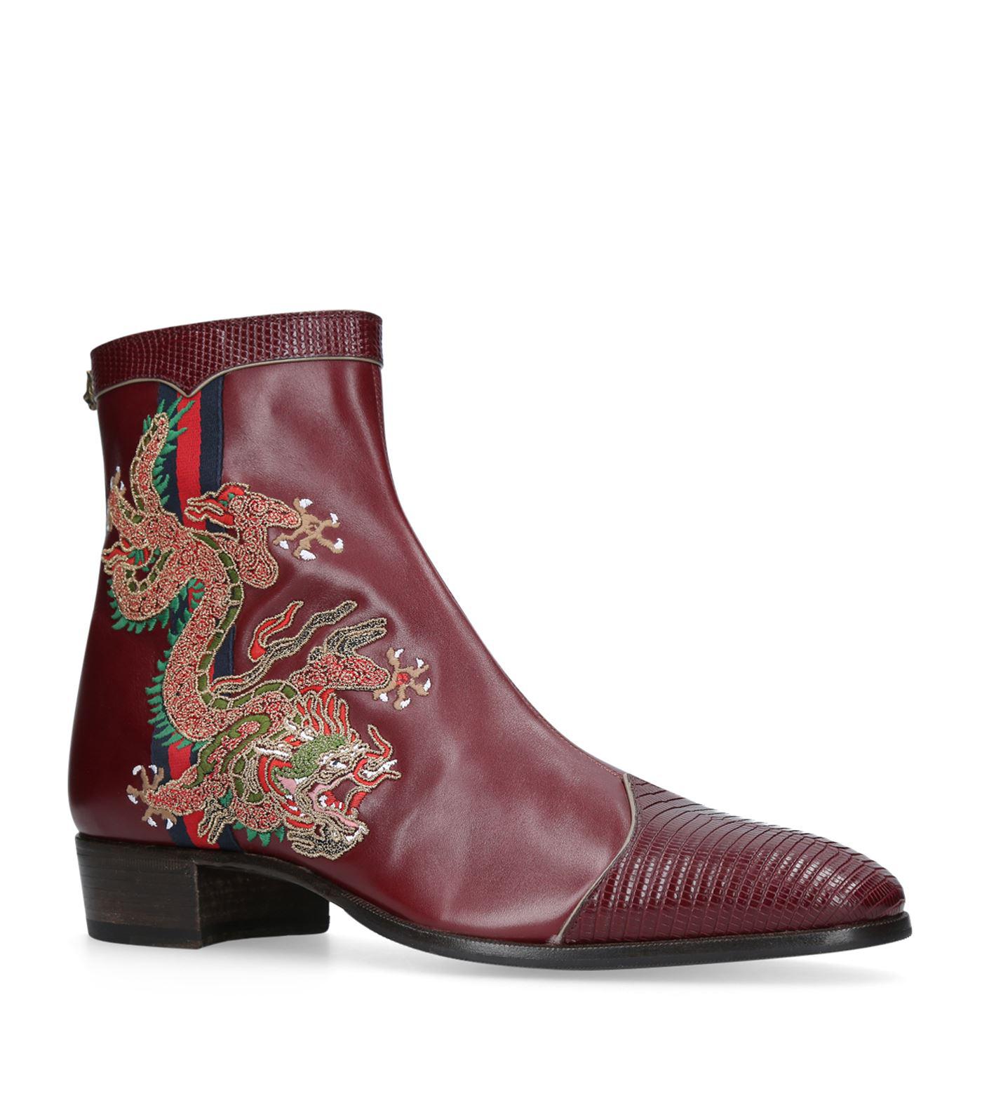 Gucci Dragon Leather Boots in Purple Lyst UK