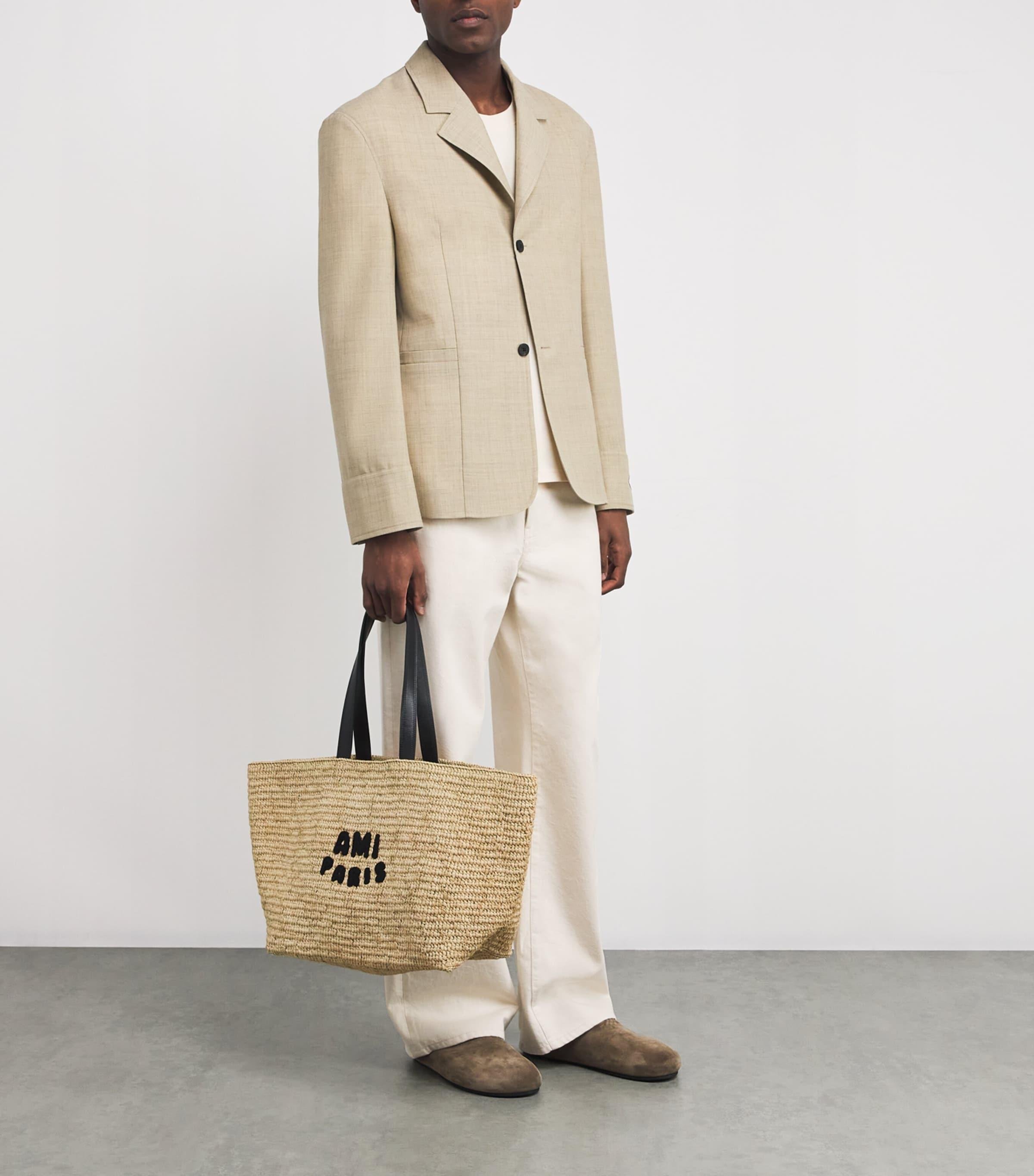 Tote Bag Baskets Ami Ami Paris Raffia Logo Tote Bag In Natural Lyst UK
