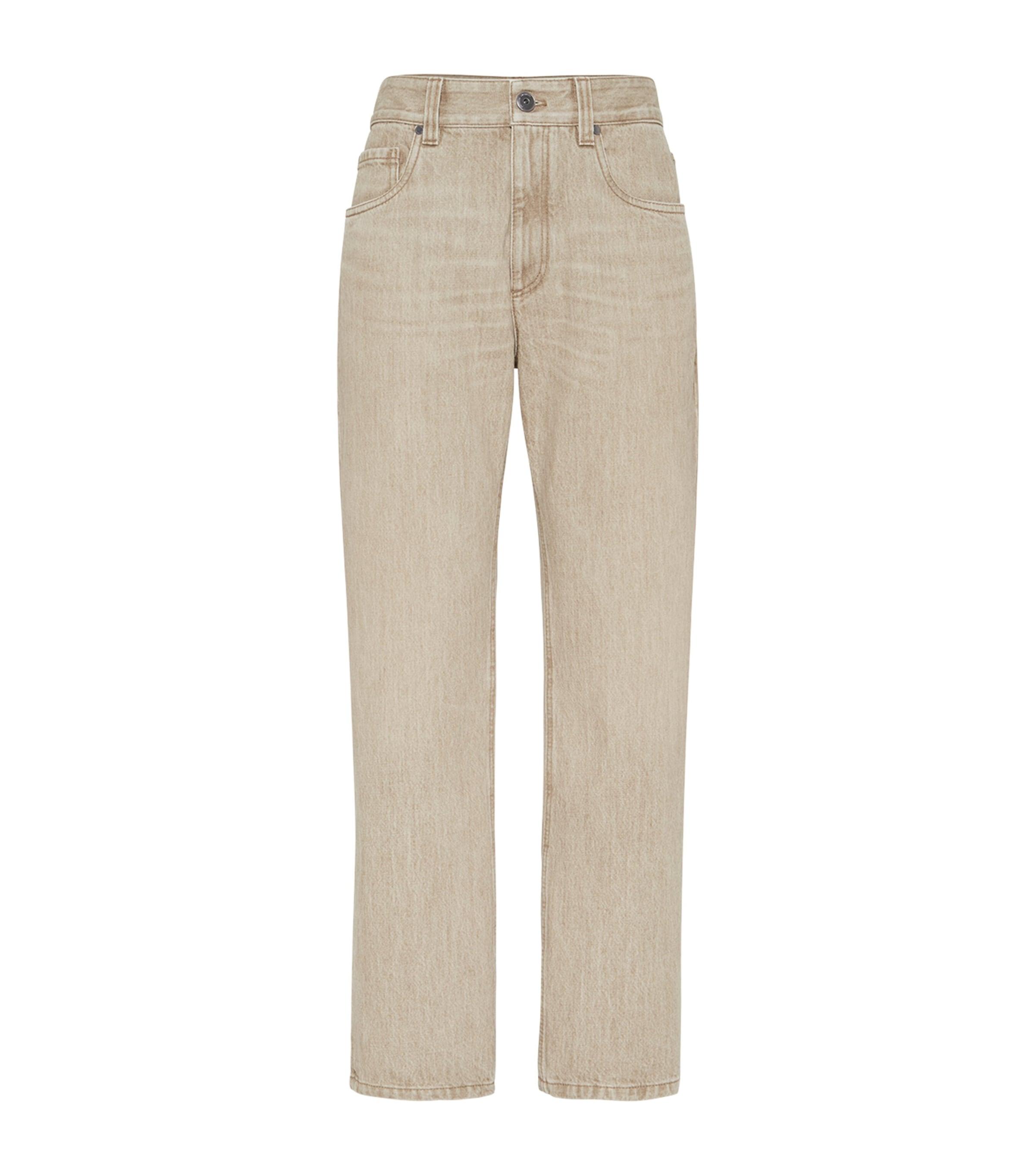 パンツ BRUNELLO CUCINELLI Women Straight Pants MH137P5495C8670 Beig BRUNELLO CUCINELLI Pleated cotton-blend twill tapered pants