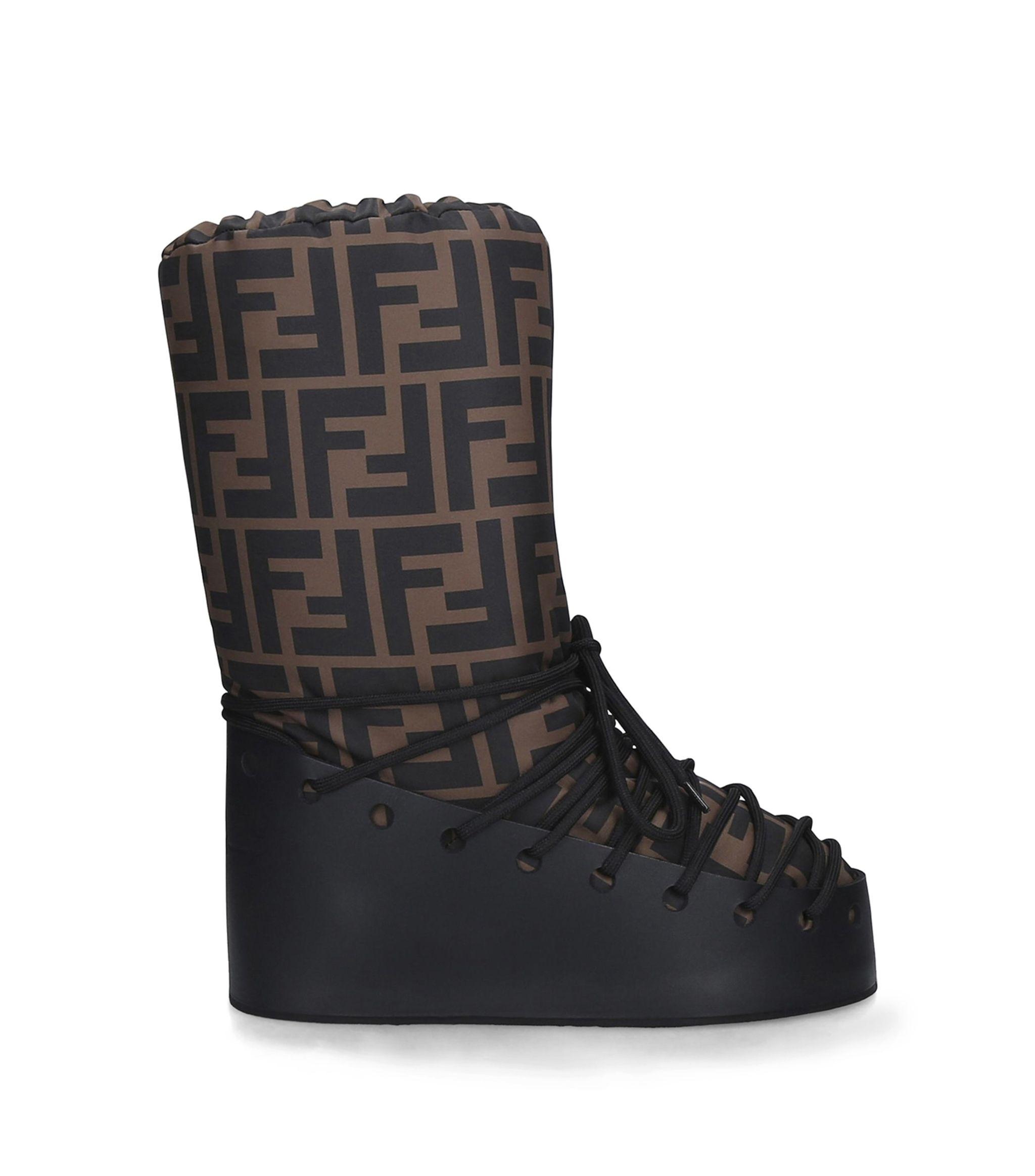 fendi printed shell and leather snow boots