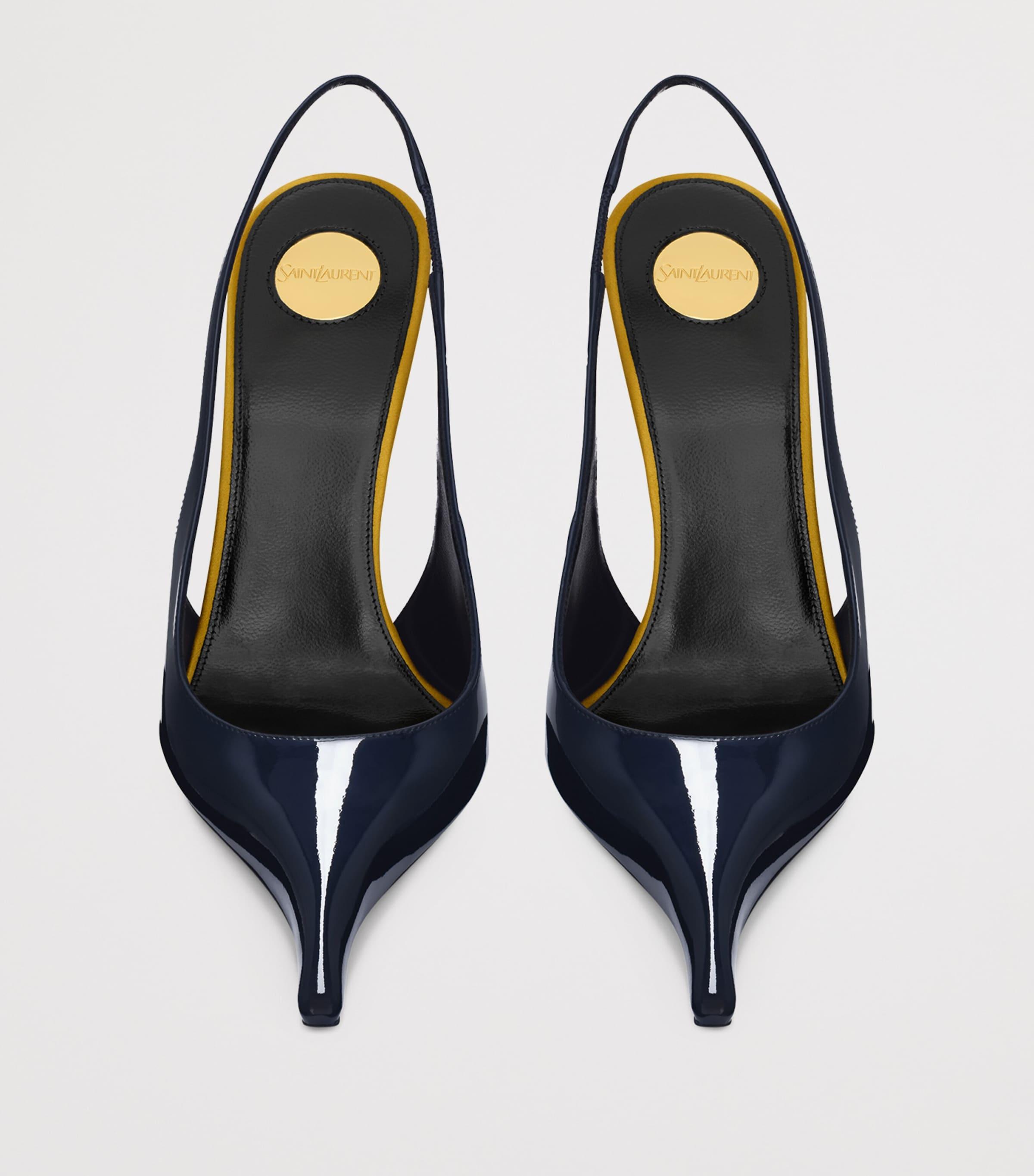 Saint Laurent Patent Leather Amalia Slingback Pumps 110 in Blue Lyst
