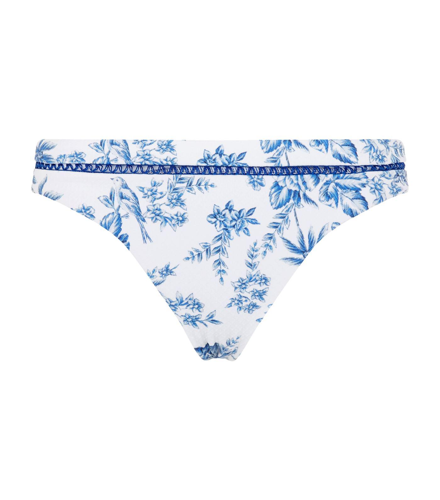 blue and white floral bikini