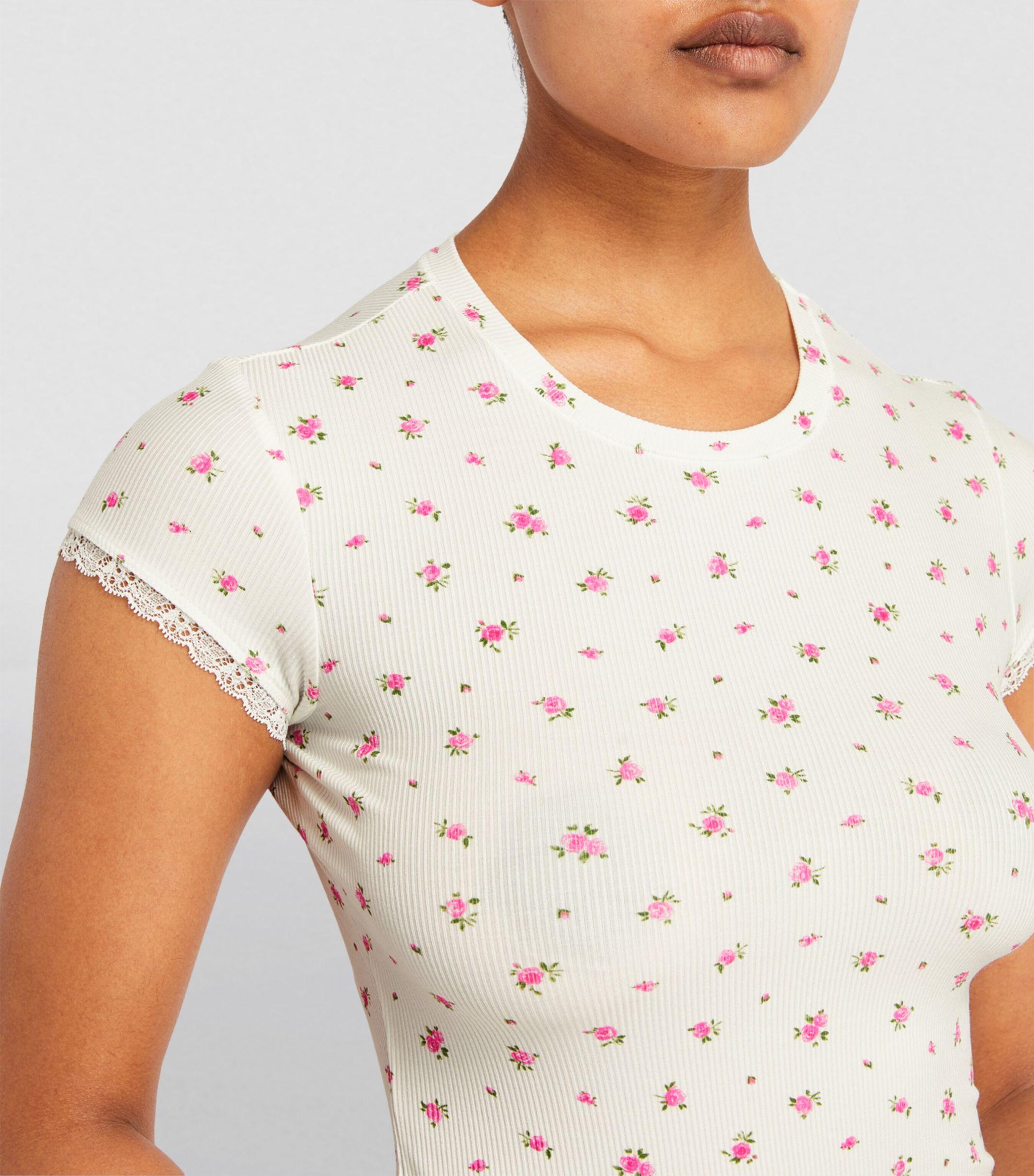Skims Floral Soft Lounge T-shirt in White | Lyst