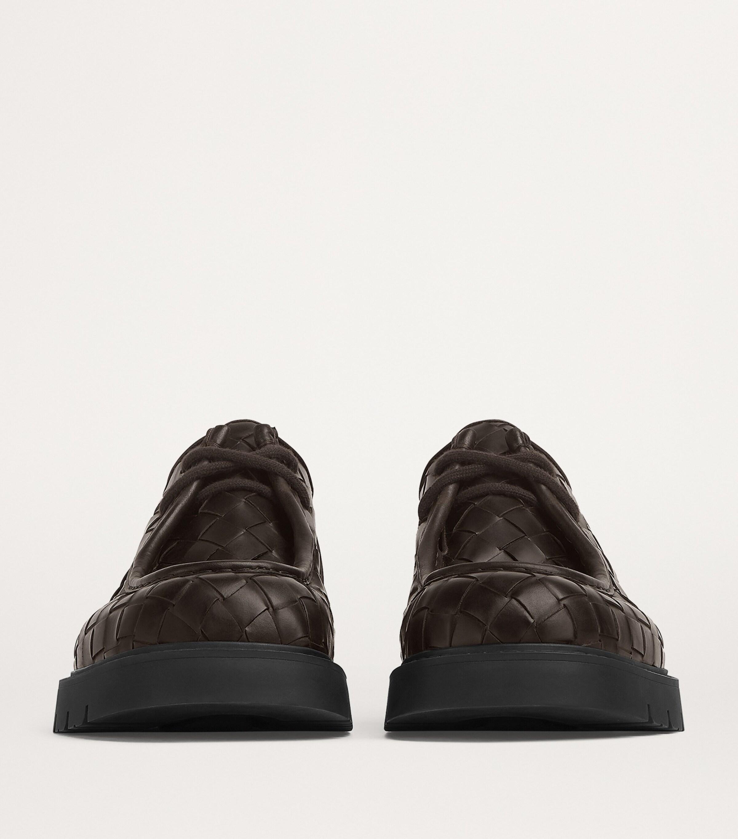 Bottega Veneta Leather Intrecciato Haddock Boat Shoes in Brown for