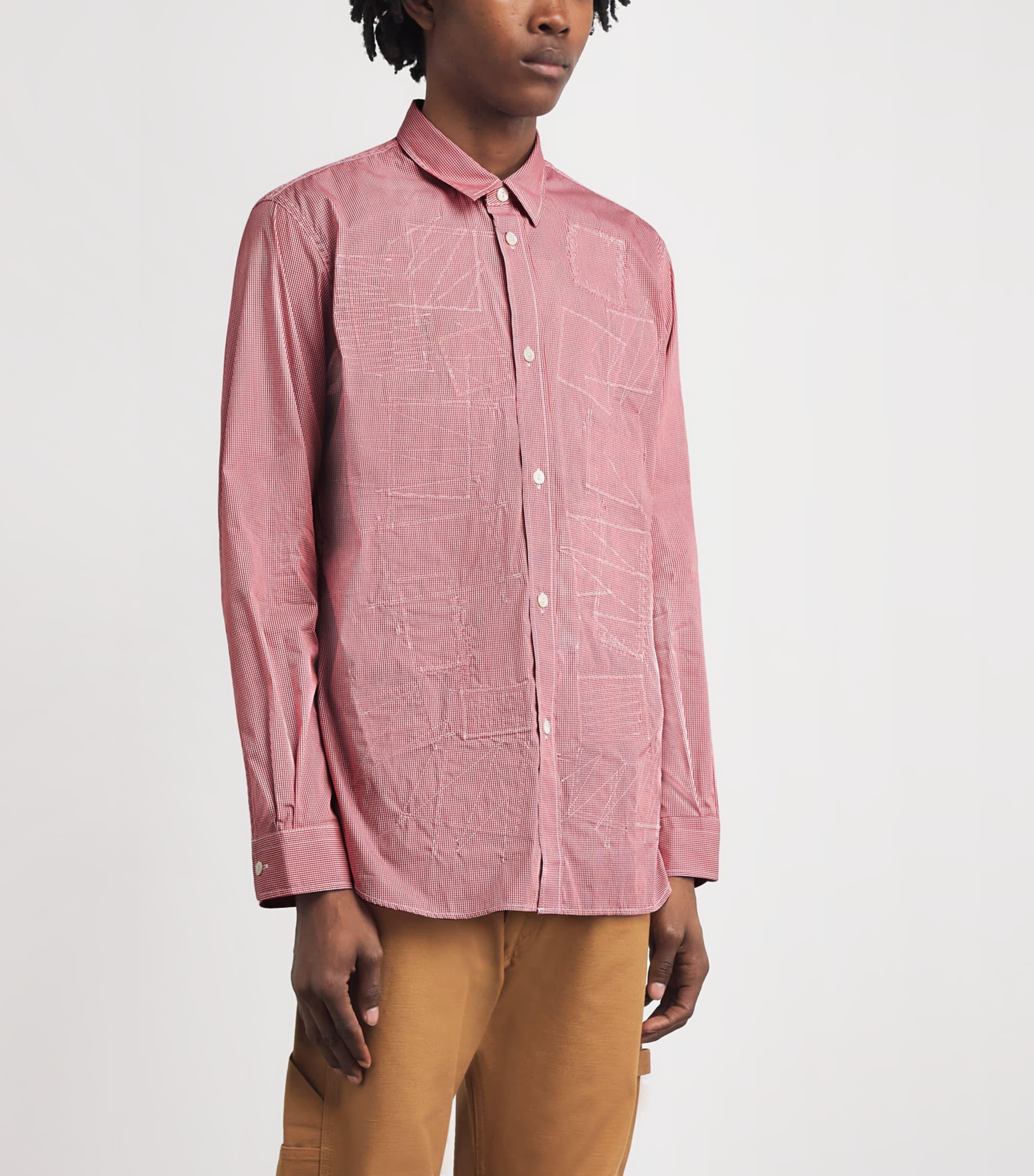 Junya Watanabe Gingham Stitched Shirt in Pink for Men | Lyst
