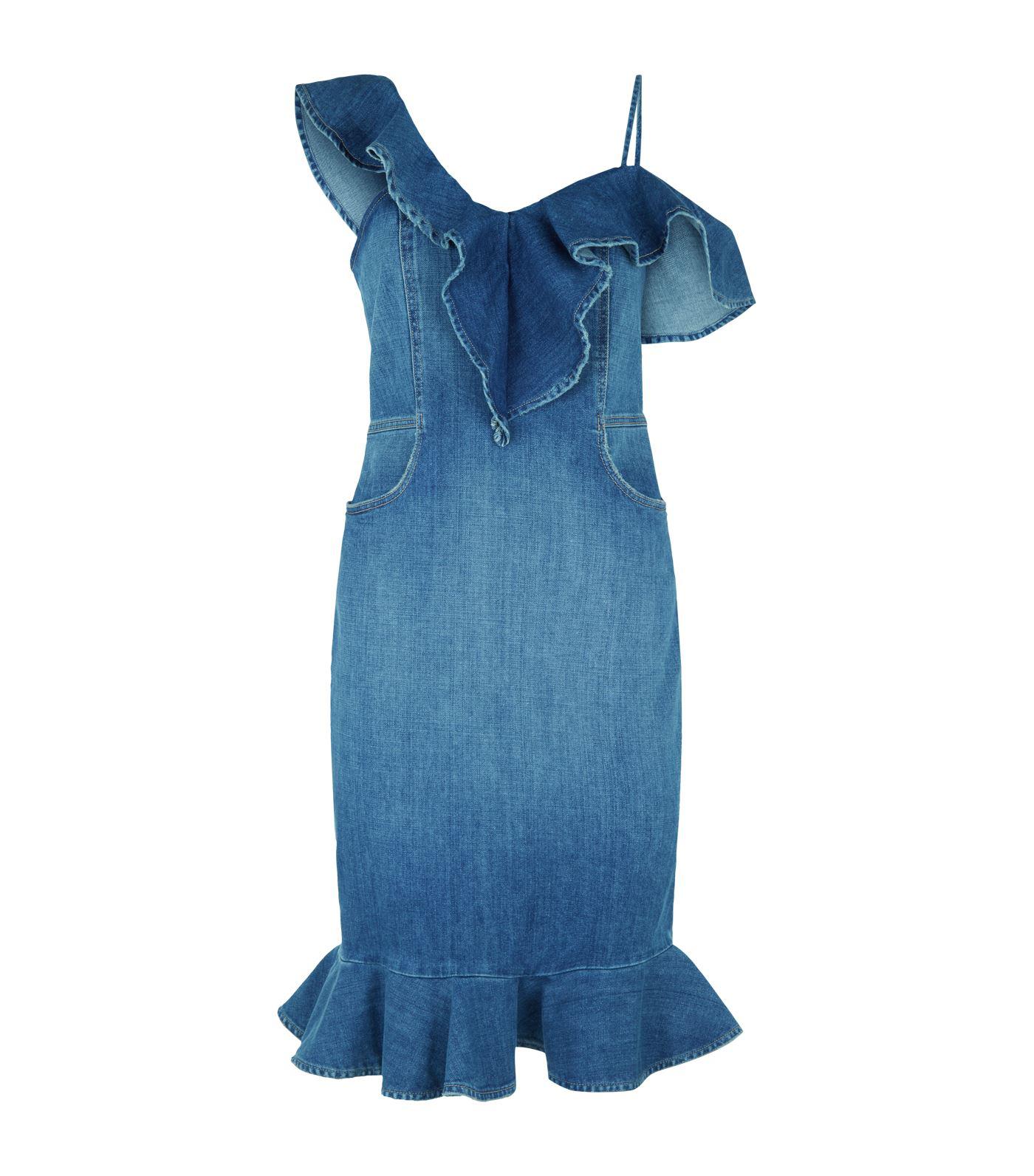jonathan simkhai denim ruffle dress