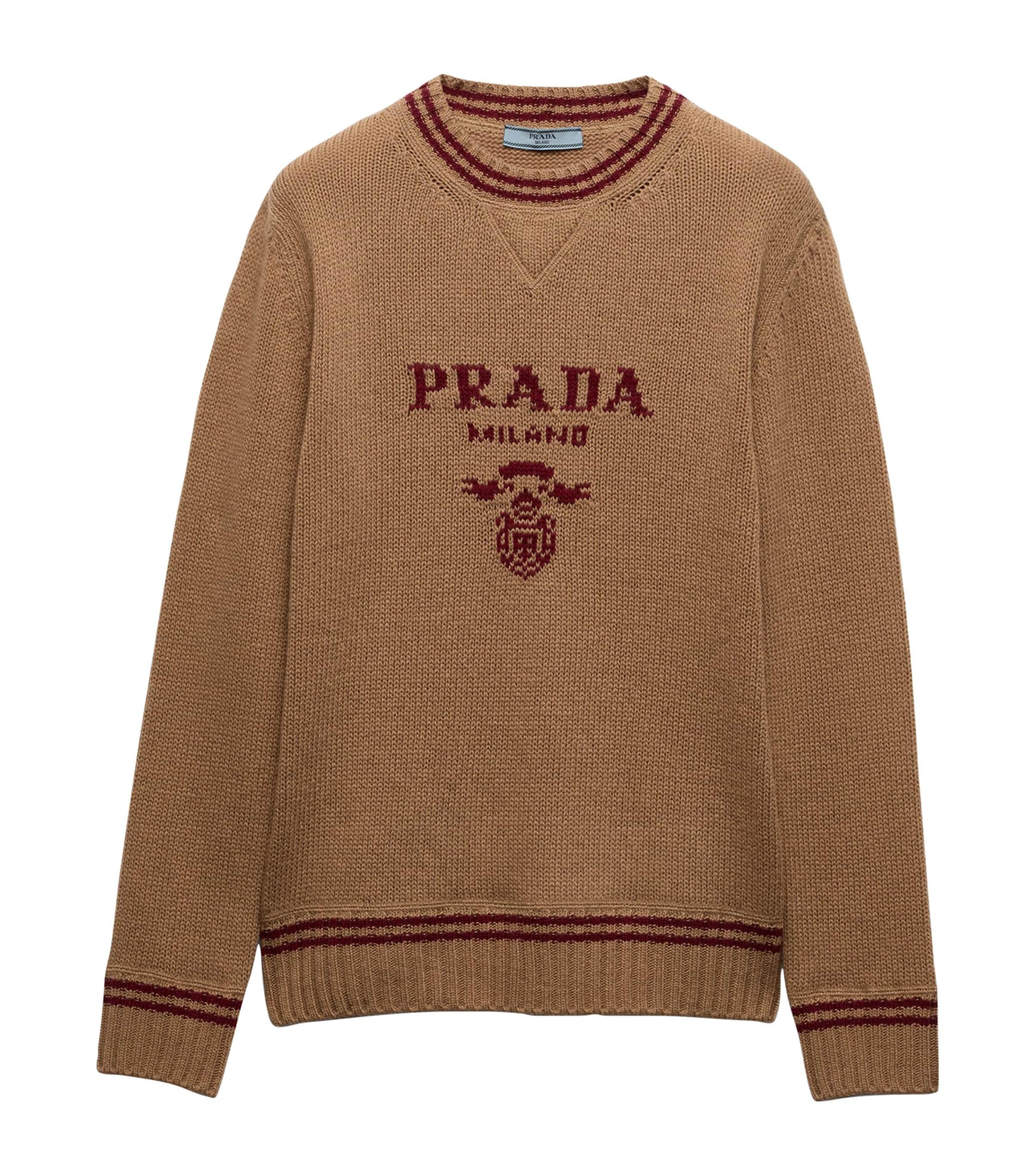 【近年モデル☆未使用級】PRADA ニット セーター ロゴ 茶色 38 prada-Brown-Wool-Cashmere-Logo