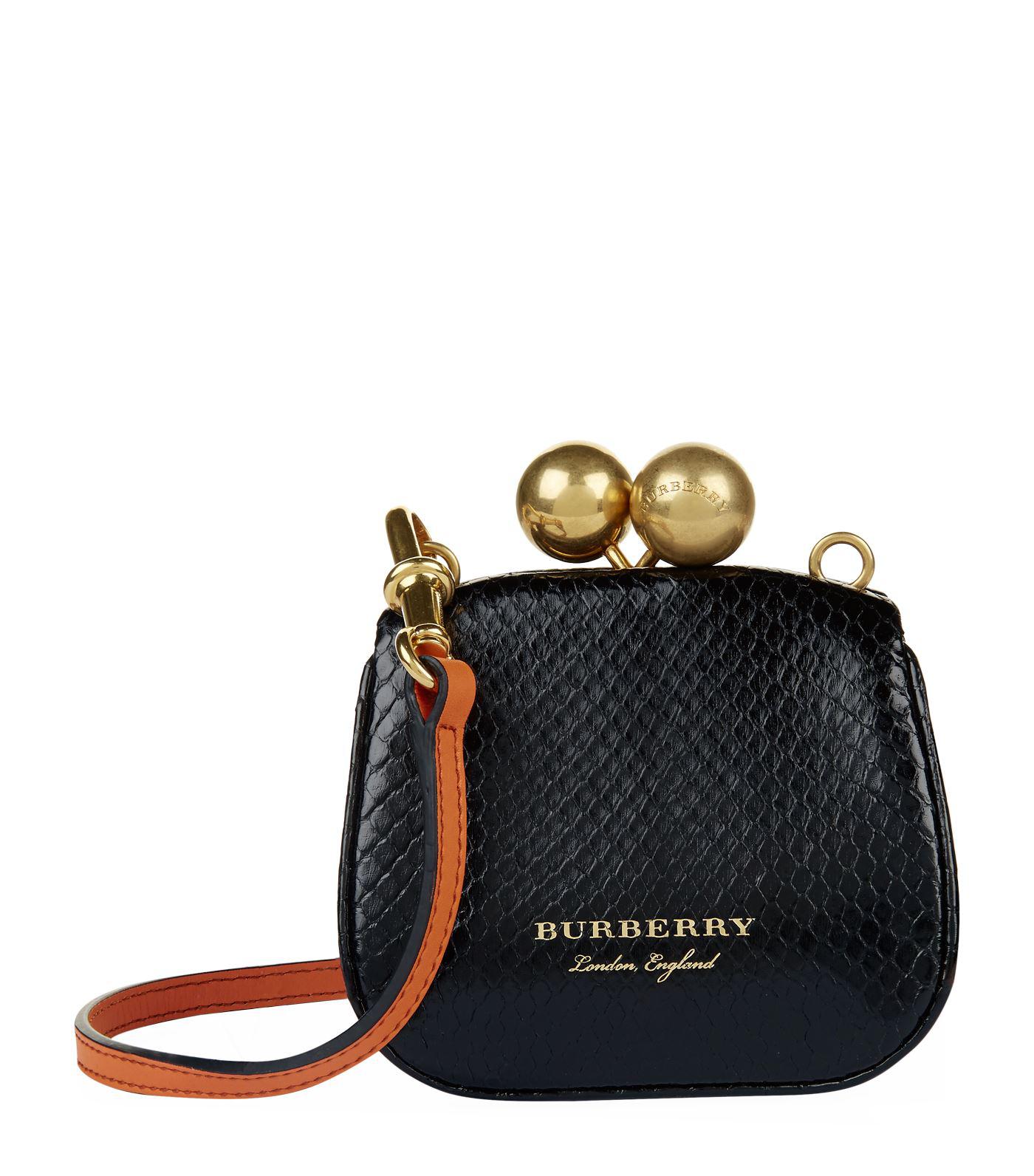 Burberry Mini Two-tone Python Metal Frame Clutch Bag in Black | Lyst