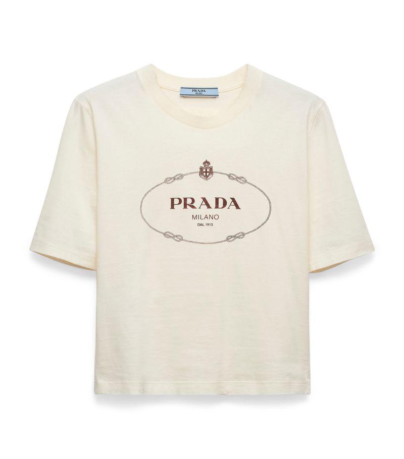 Prada Cotton Savoy Logo T Shirt in White Lyst UK