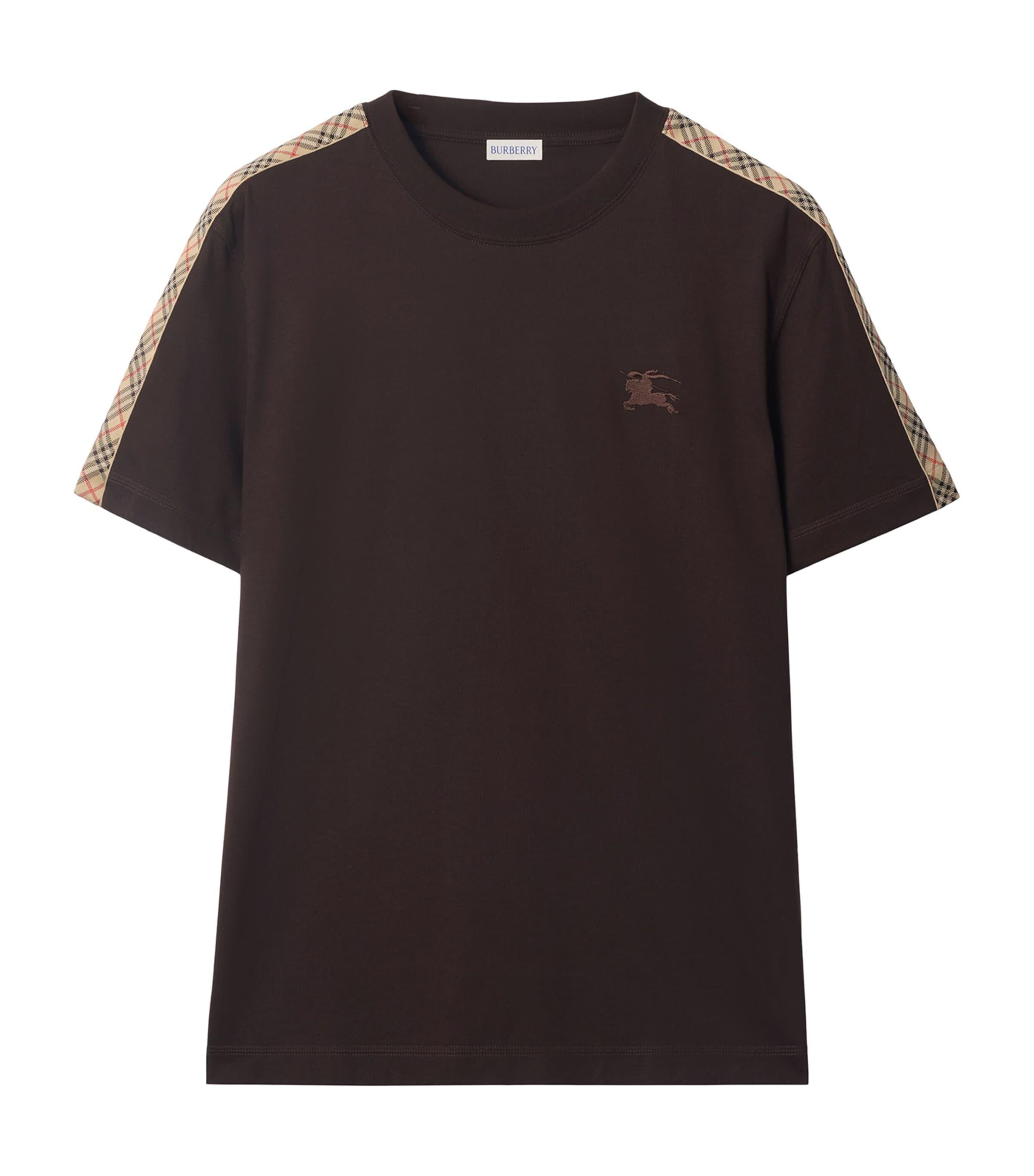 Burberry Check-Trim T-Shirt in Black for Men | Lyst